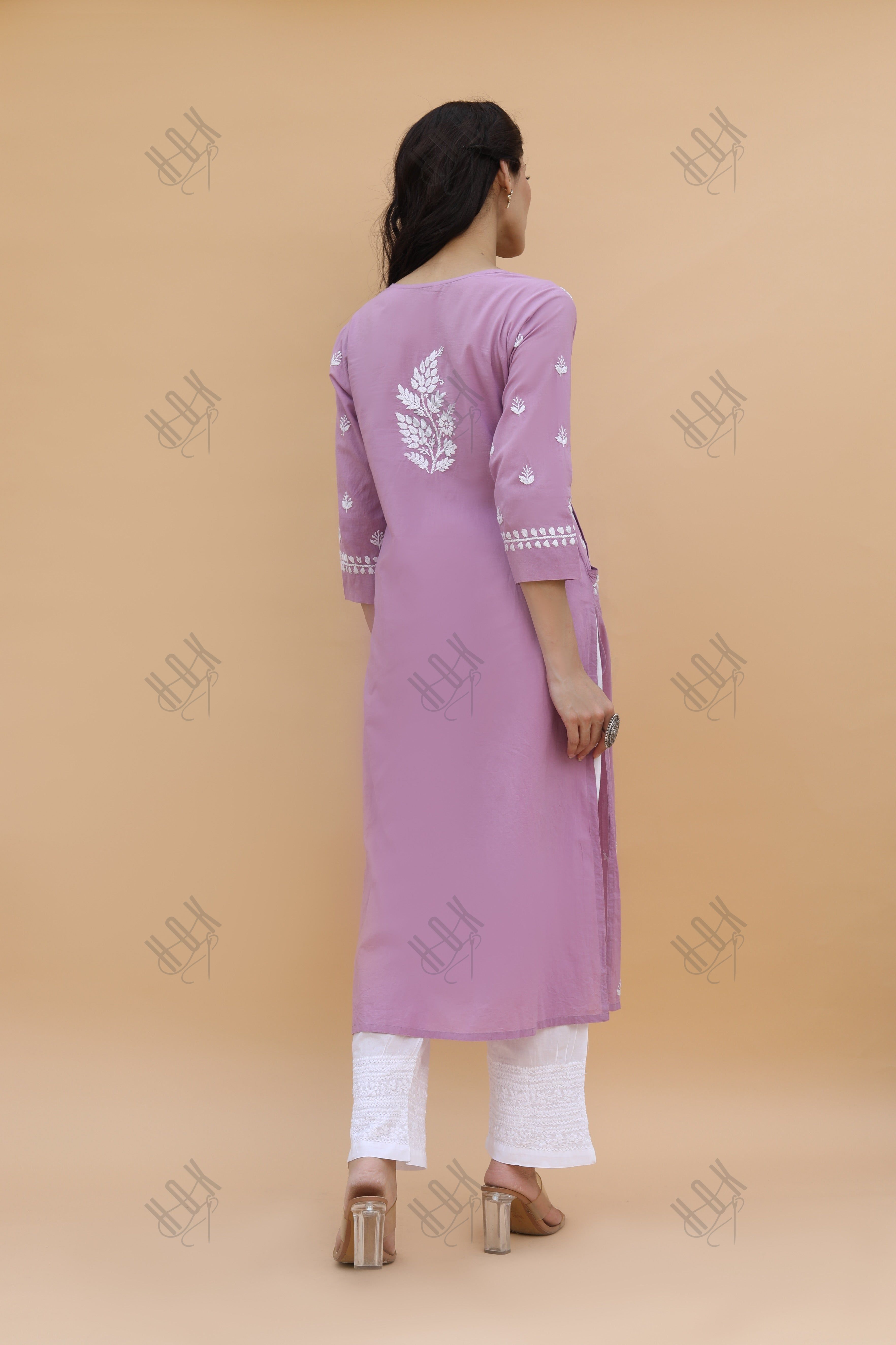 Saba Chikankari kurta in cotton - Purple