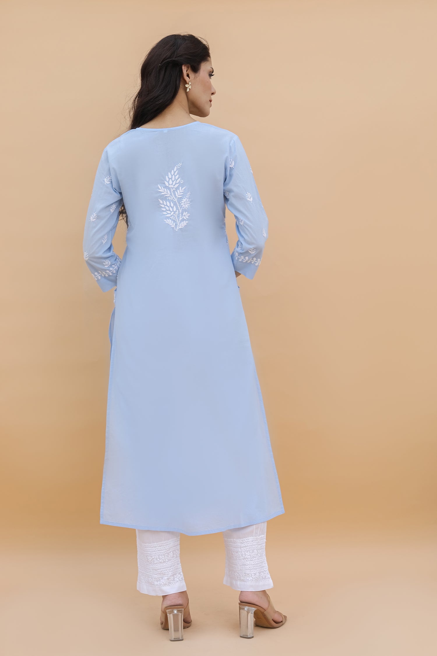 Saba Chikankari kurta in cotton - Sky Blue