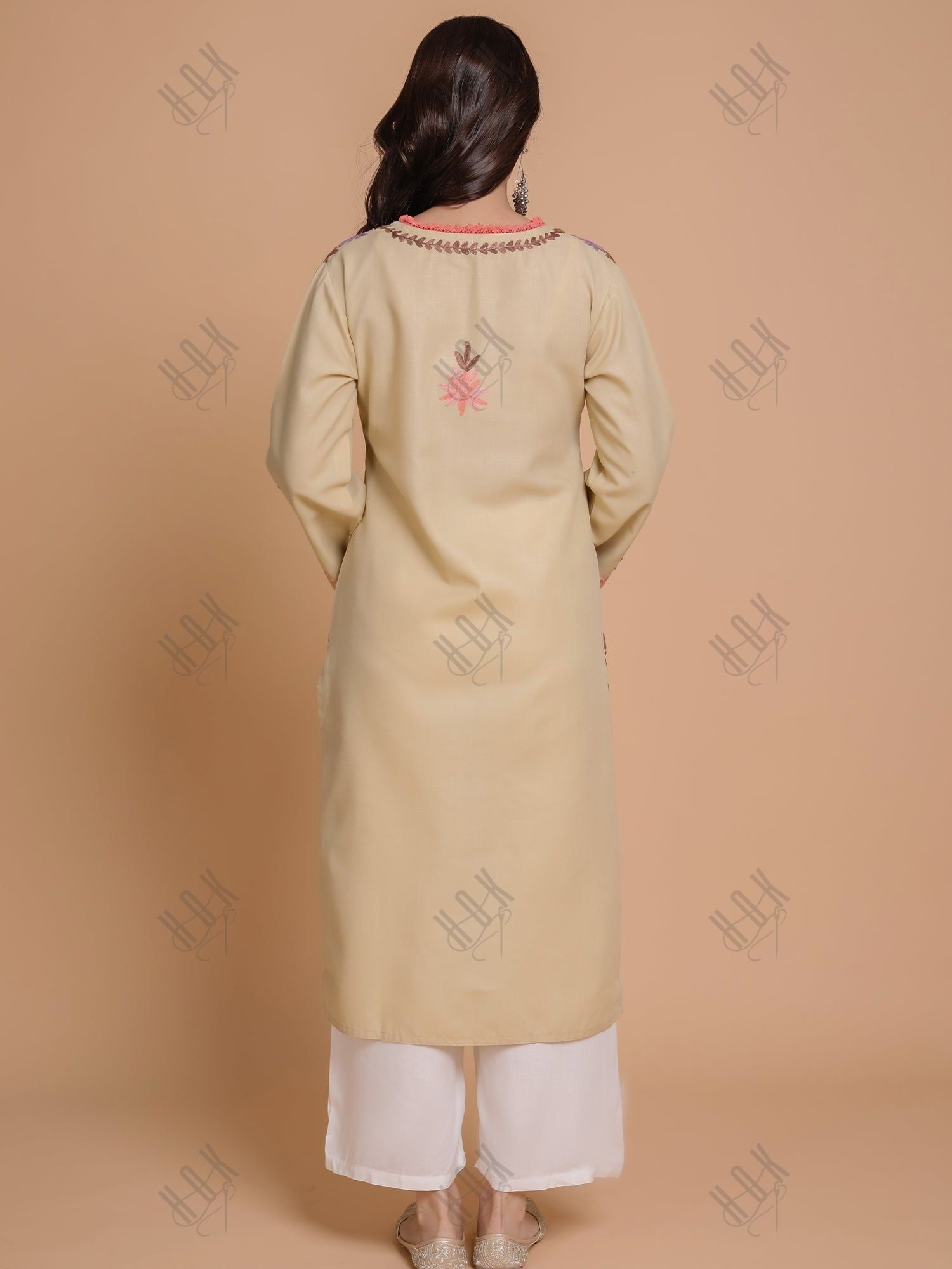 Falak Kashmiri Long Kurta - Beige