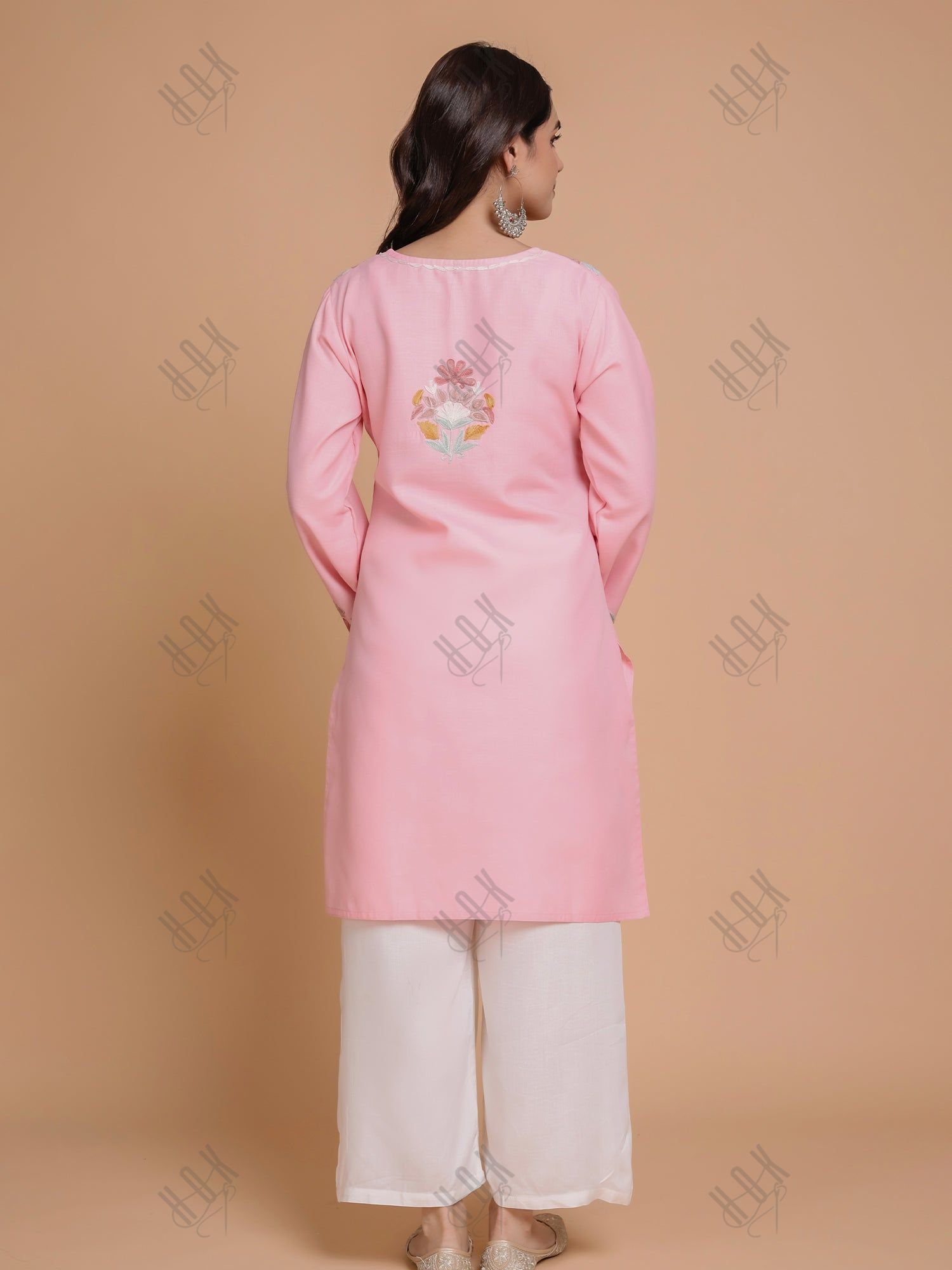 Falak Kashmiri Long Kurta - Pink