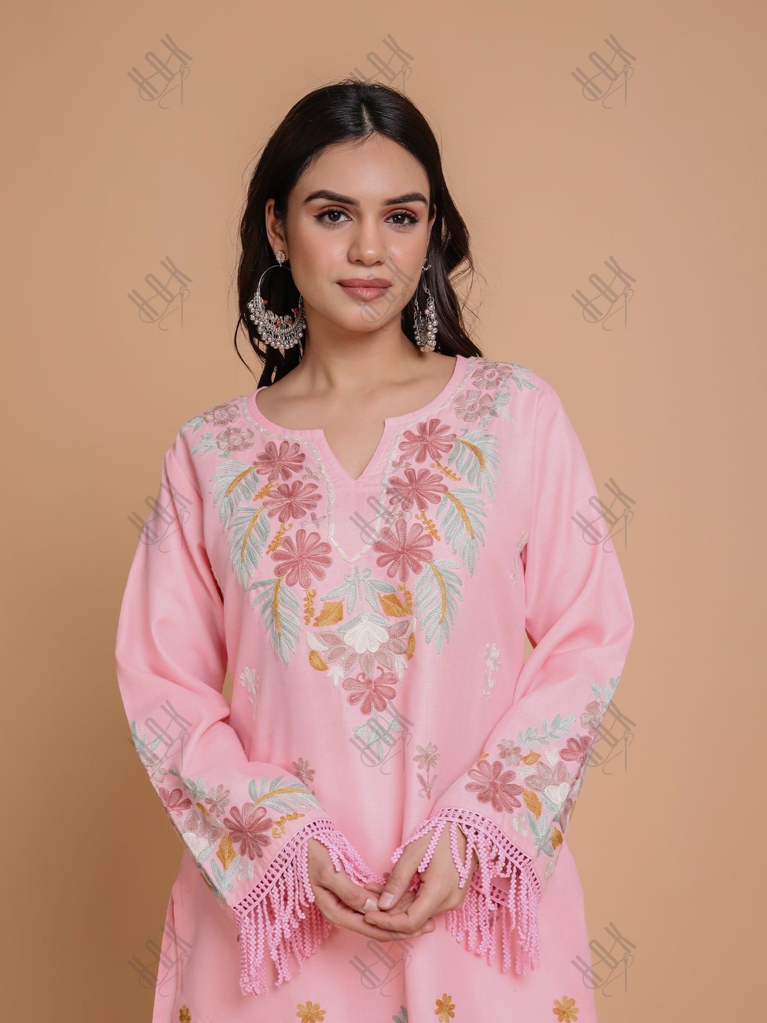 Falak Kashmiri Long Kurta - Pink