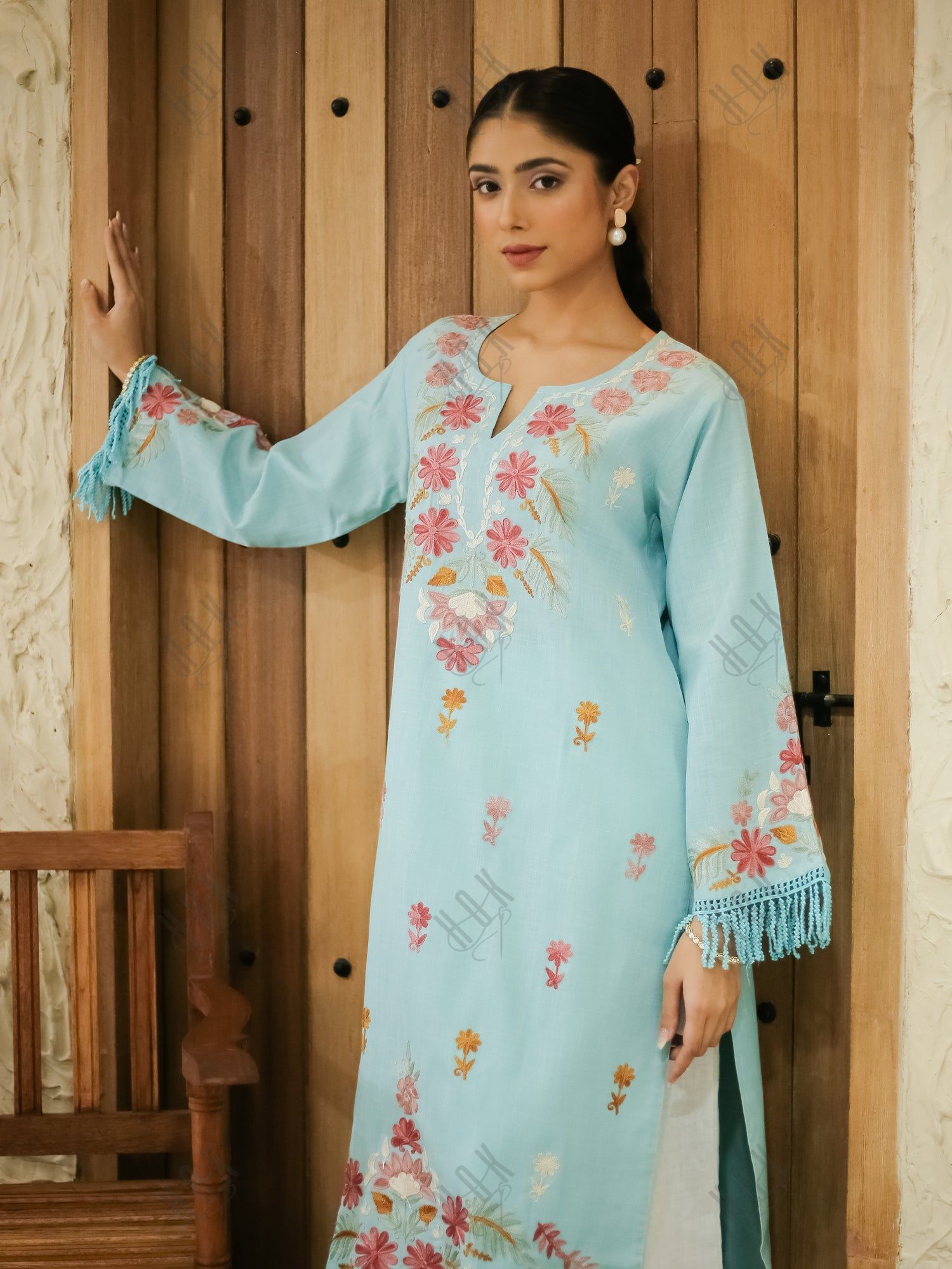 Falak Kashmiri Long Kurta - Blue