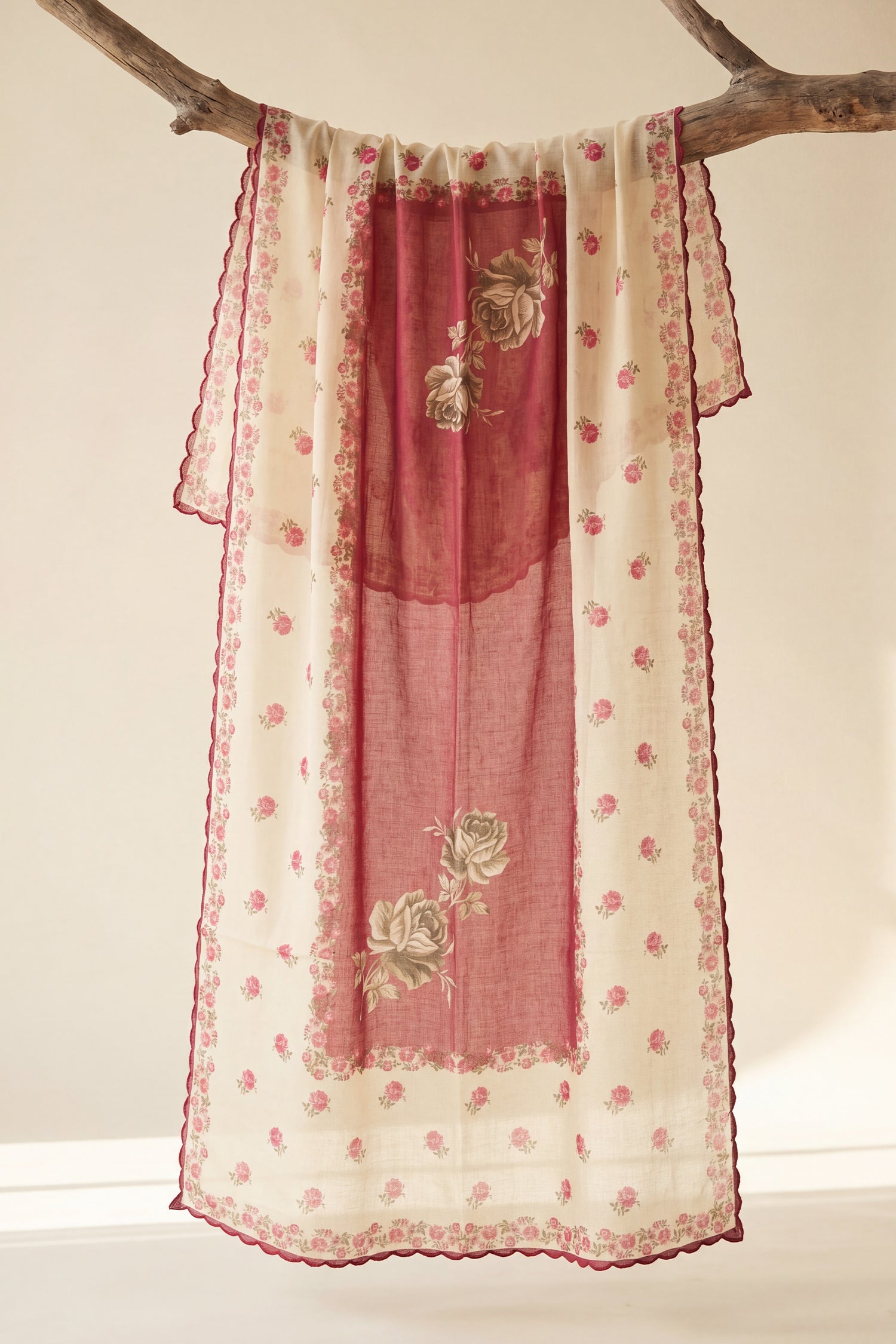 Printed Organza Dupatta in Red