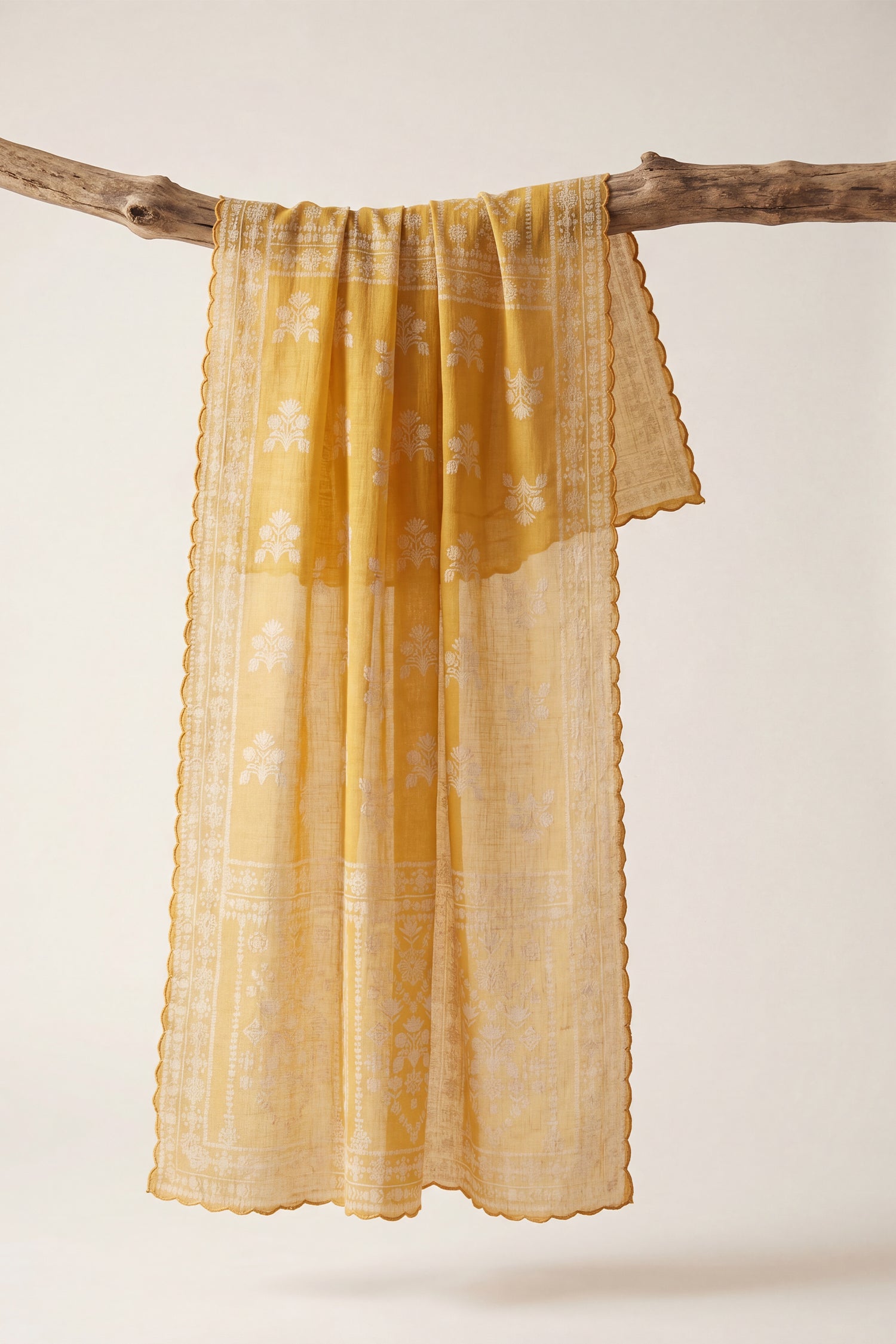 Printed Organza Dupatta in Yellow
