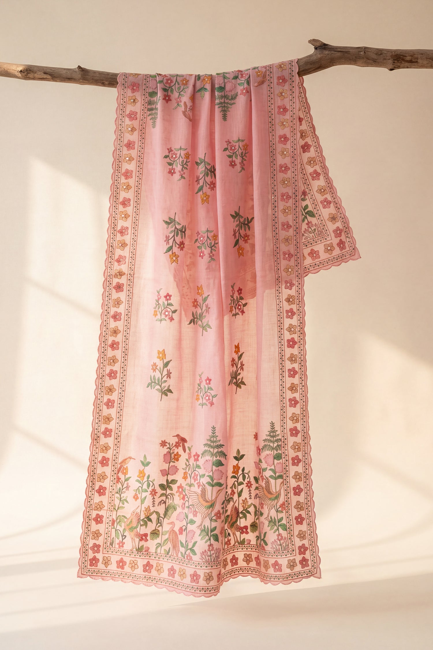 Printed Organza Dupatta in Pink