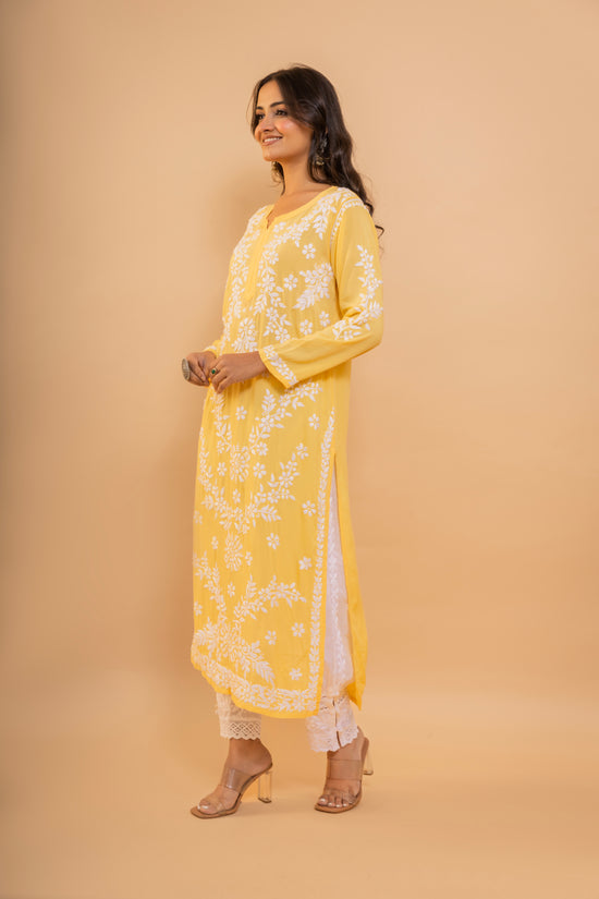 Cotton Casual Wear Ladies Yellow Long Designer Kurti, Machine wash, Size: S  to XXL at Rs 200 in Surat