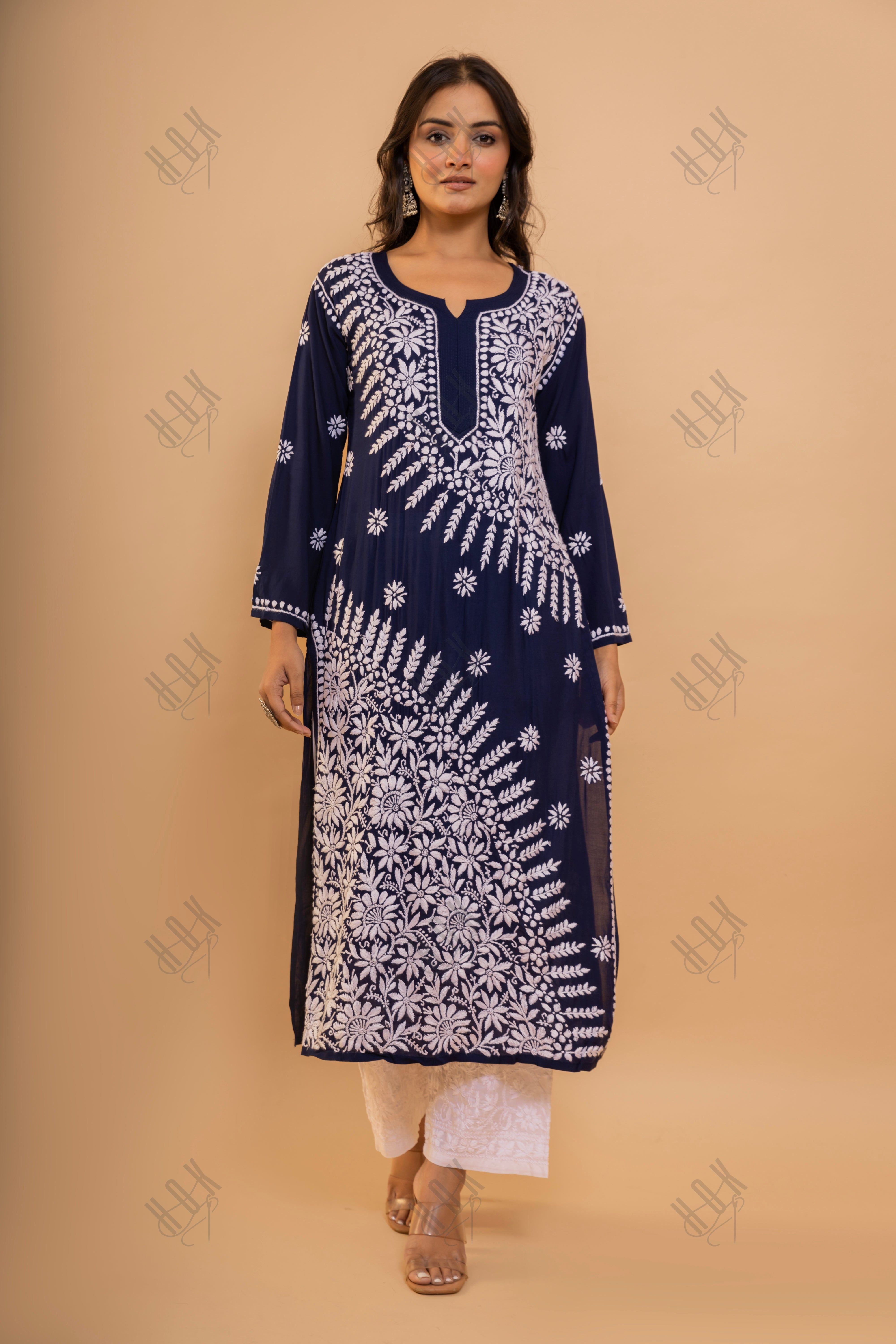 Blue Bliss Fizaa Chikankari Modal Cotton Kurta