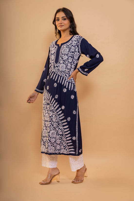 Load image into Gallery viewer, Blue Bliss Fizaa Chikankari Modal Cotton Kurta
