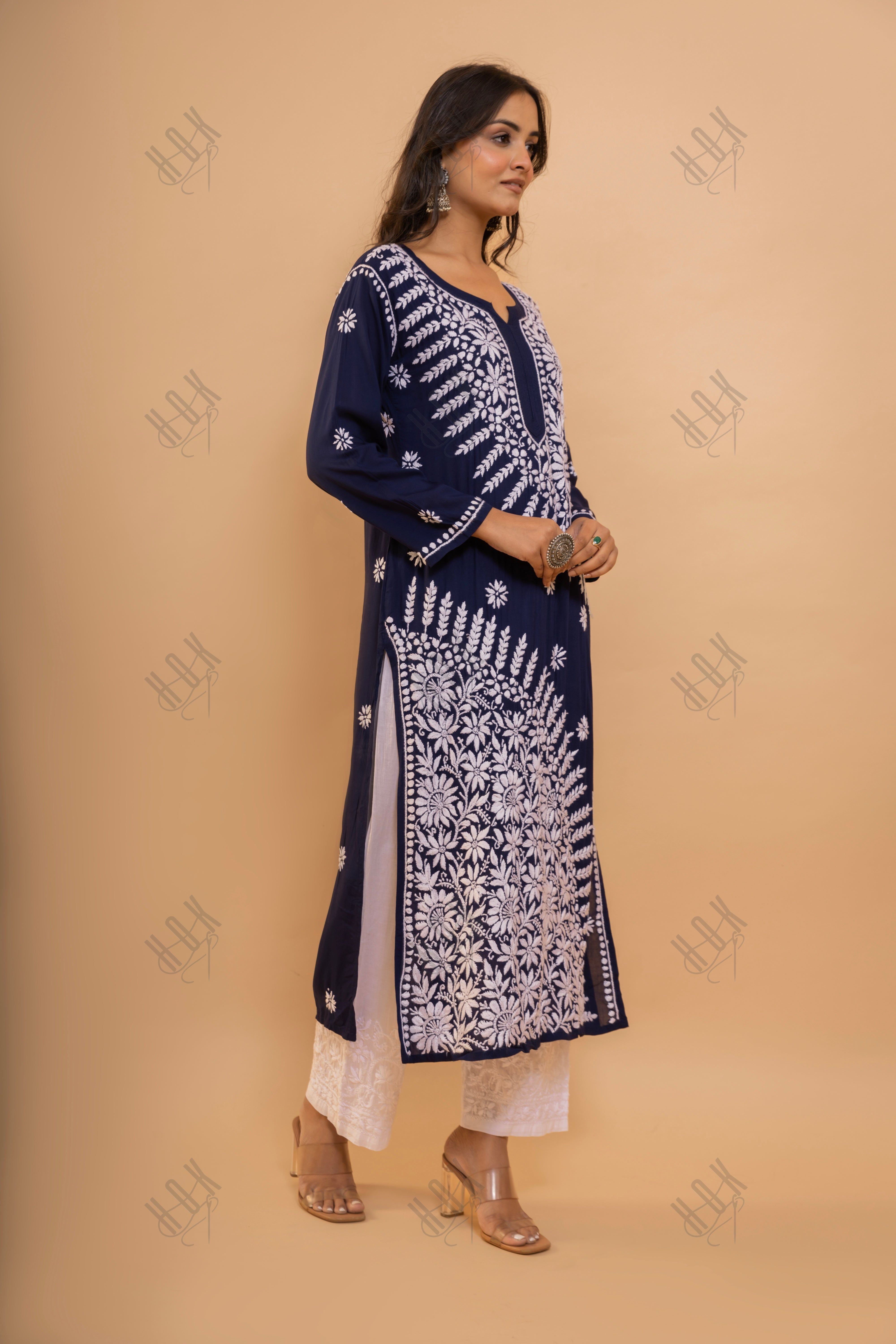 Blue Bliss Fizaa Chikankari Modal Cotton Kurta