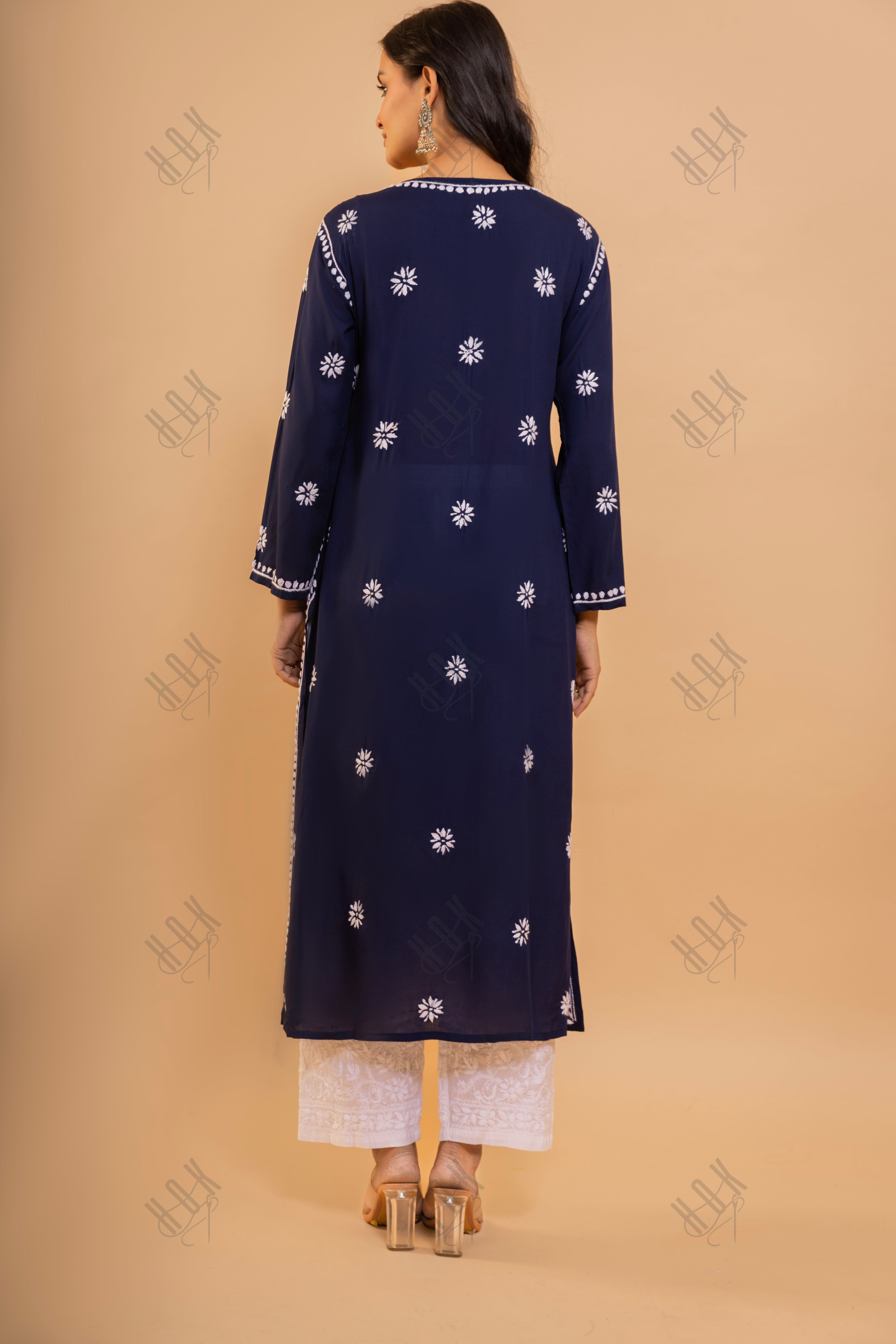 Blue Bliss Fizaa Chikankari Modal Cotton Kurta