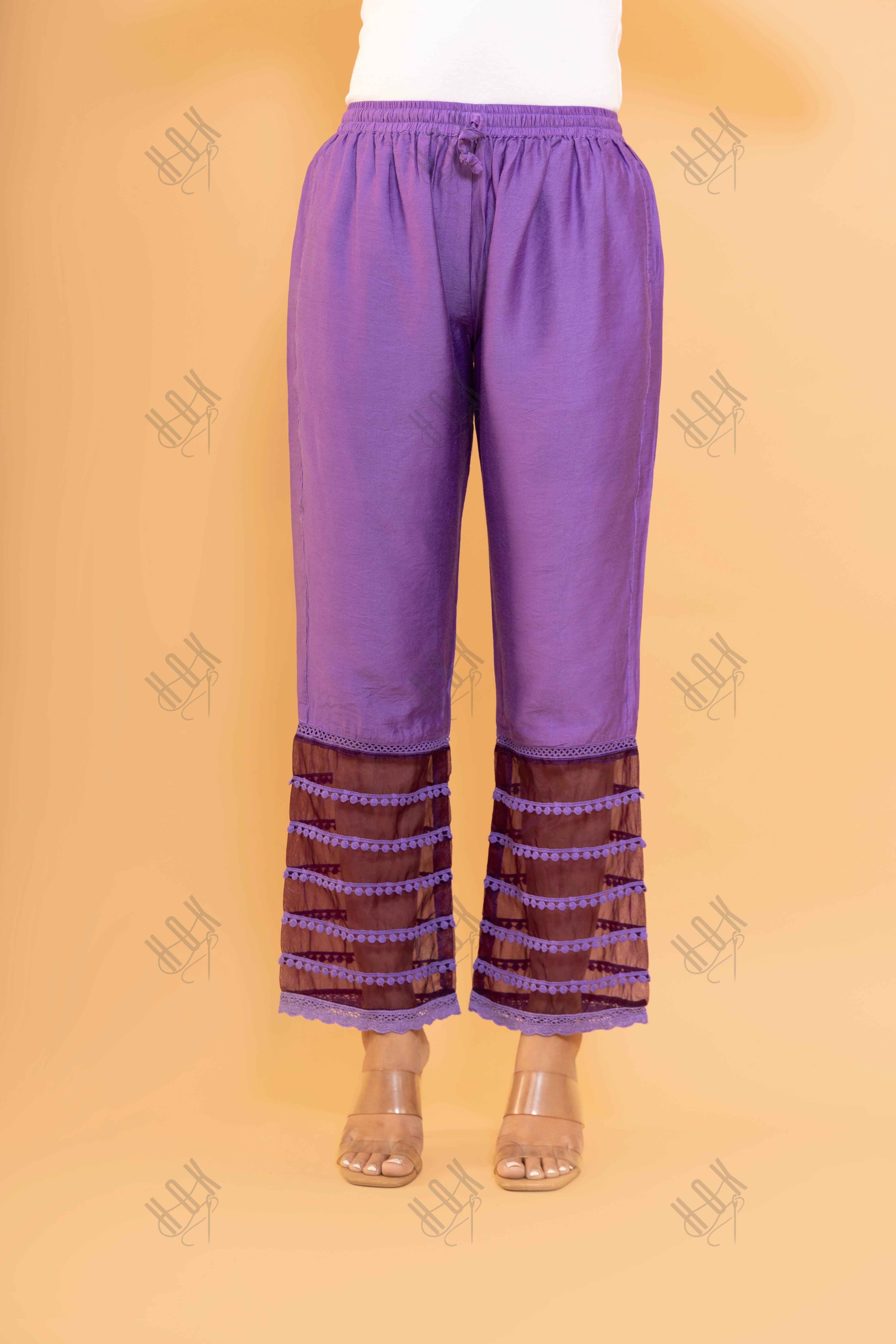 Purple Chikankari Chanderi Silk Kurta Set by Fizaa