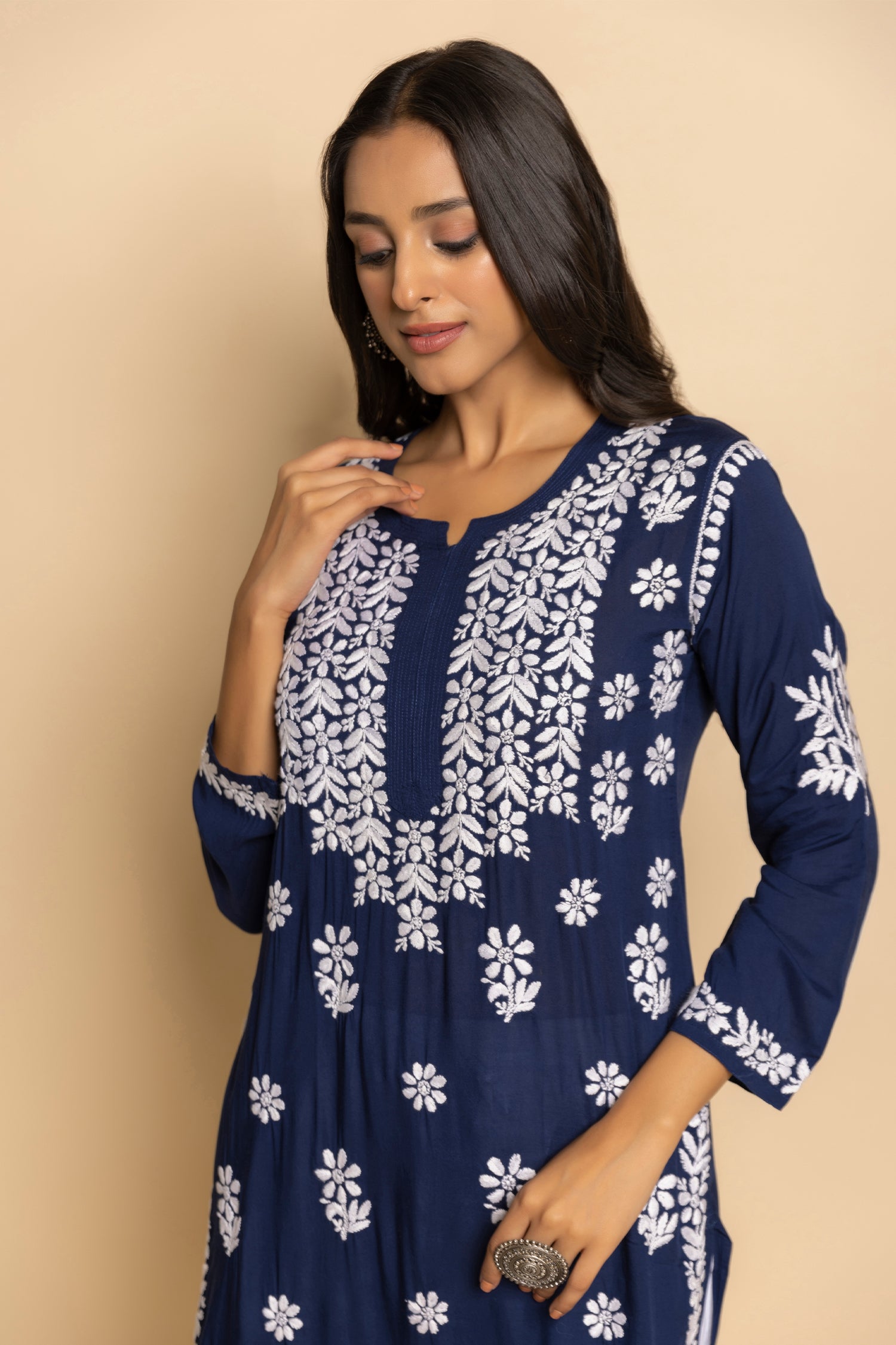 Fizaa chikankari Kurta in Modal cotton  Blue