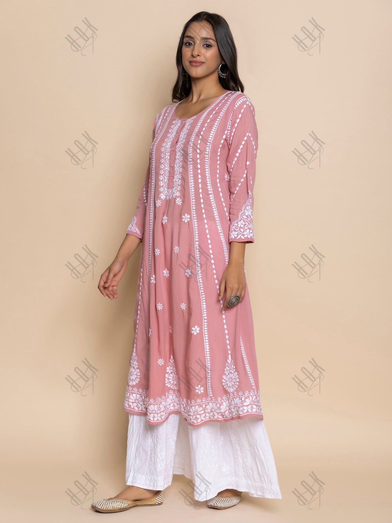 Fizaa Pink Modal Chikankari Kurta