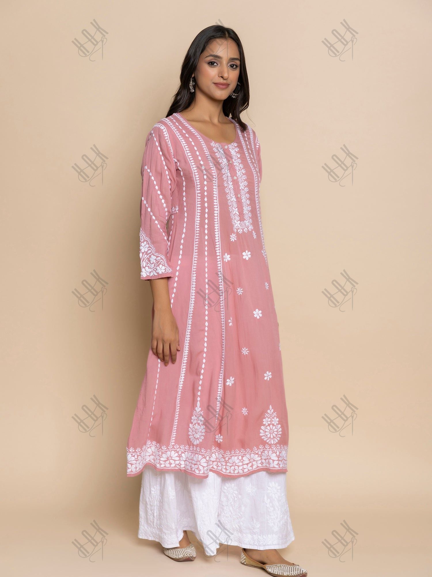 Fizaa Pink Modal Chikankari Kurta