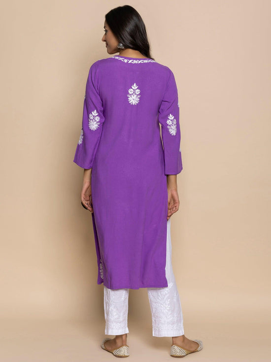 Fizaa chikankari Kurta in Purple - House Of Kari (Chikankari Clothing)