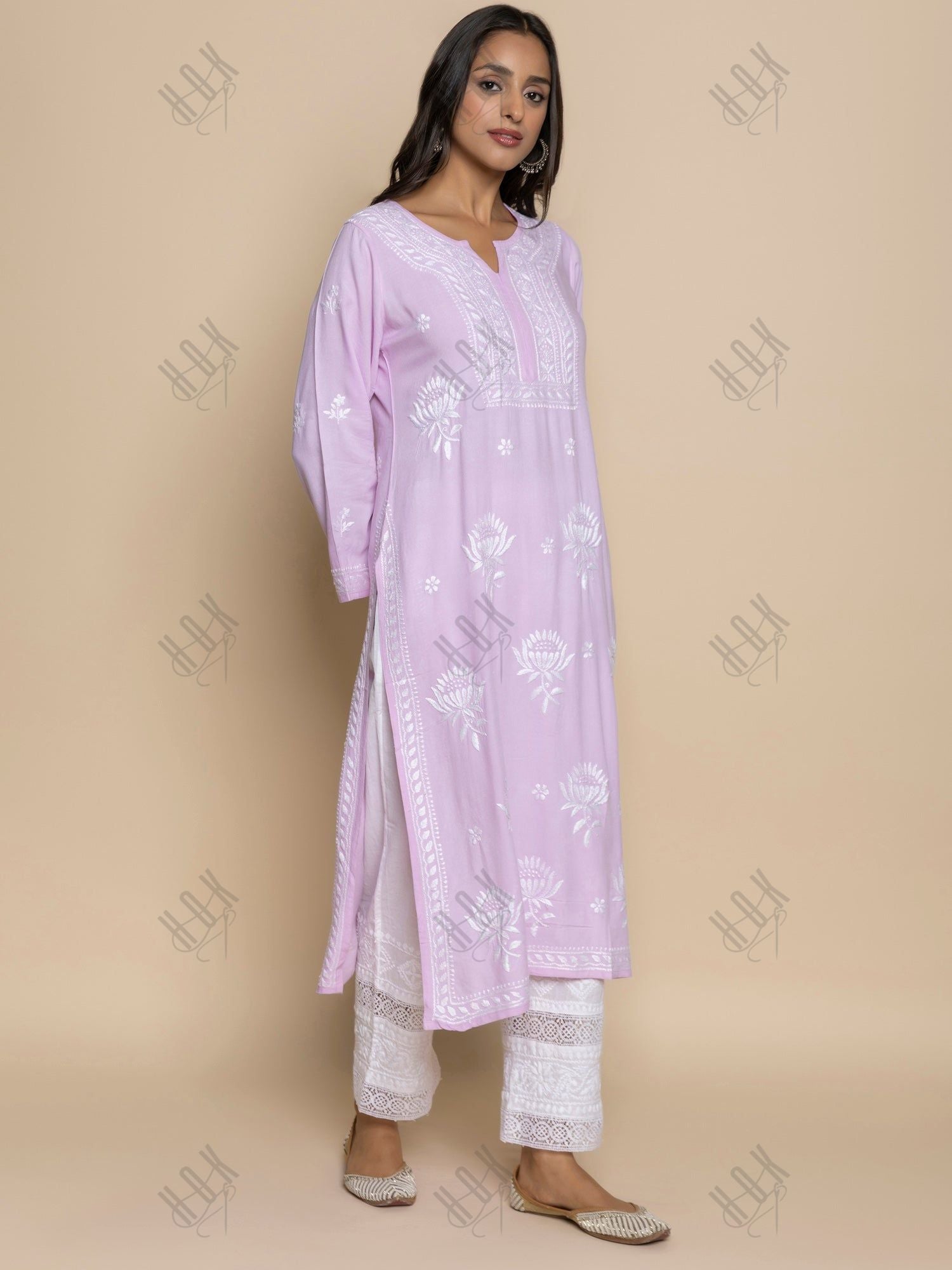 Fizaa Kurta with Chikankari Hand Embroidery Pink