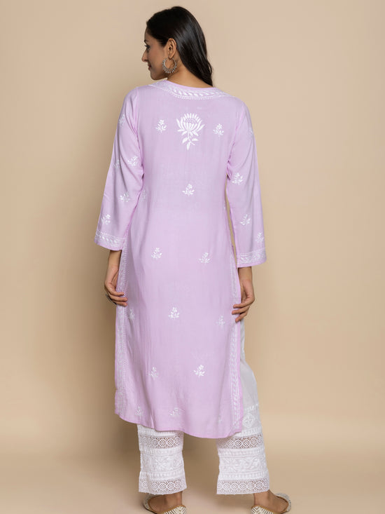 Load image into Gallery viewer, Fizaa Kurta with Chikankari Hand Embroidery Pink
