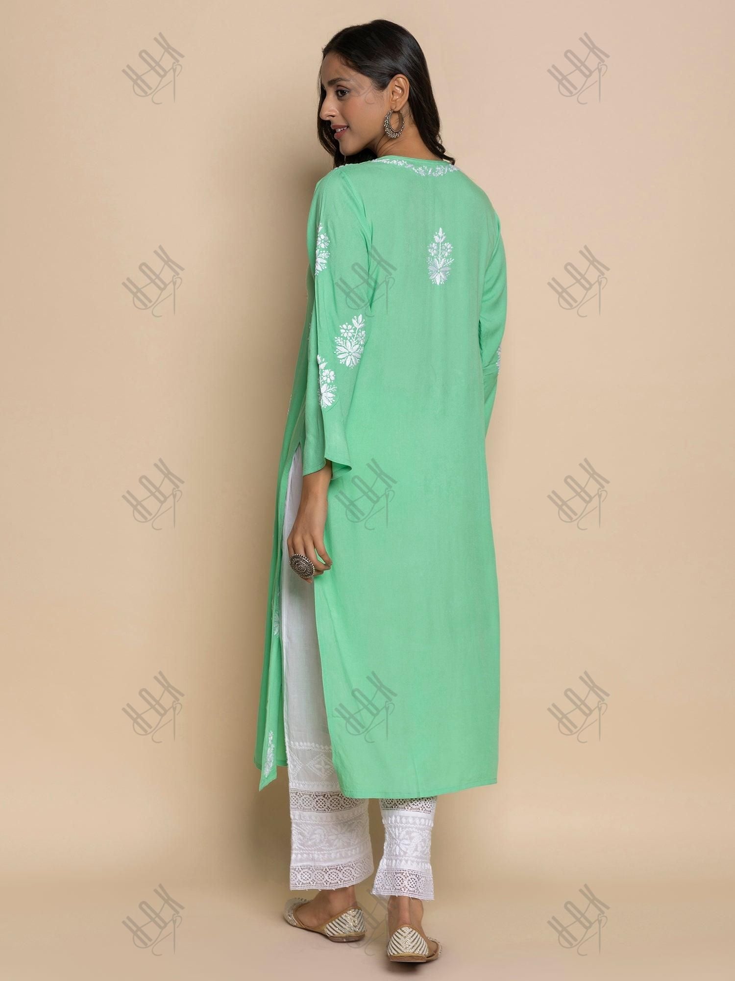 Fizaa chikankari Kurta in Sea Green - House Of Kari (Chikankari Clothing)