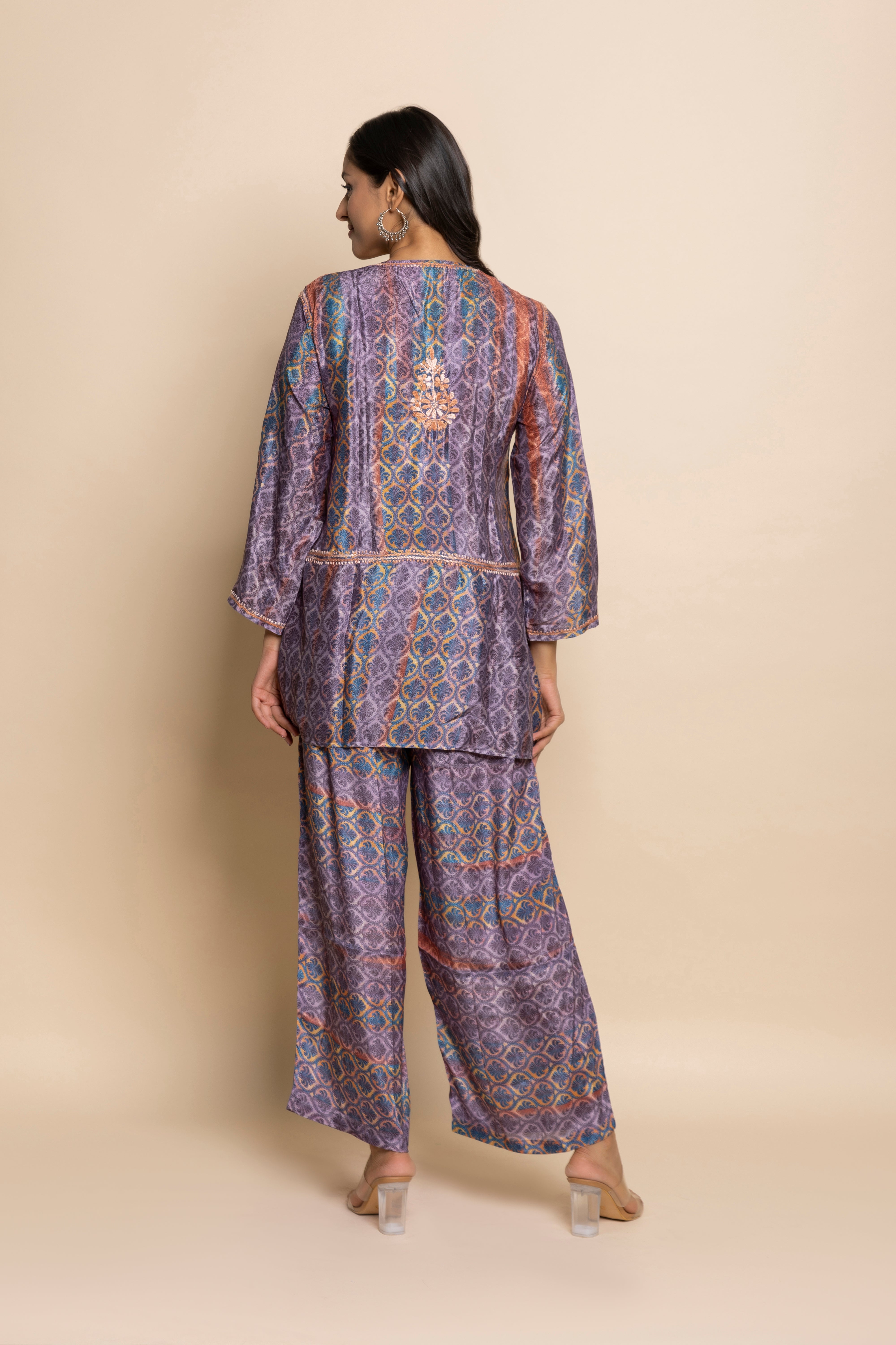 Triyata in HOK Chikankari cord set in Poly Silk Multicolor