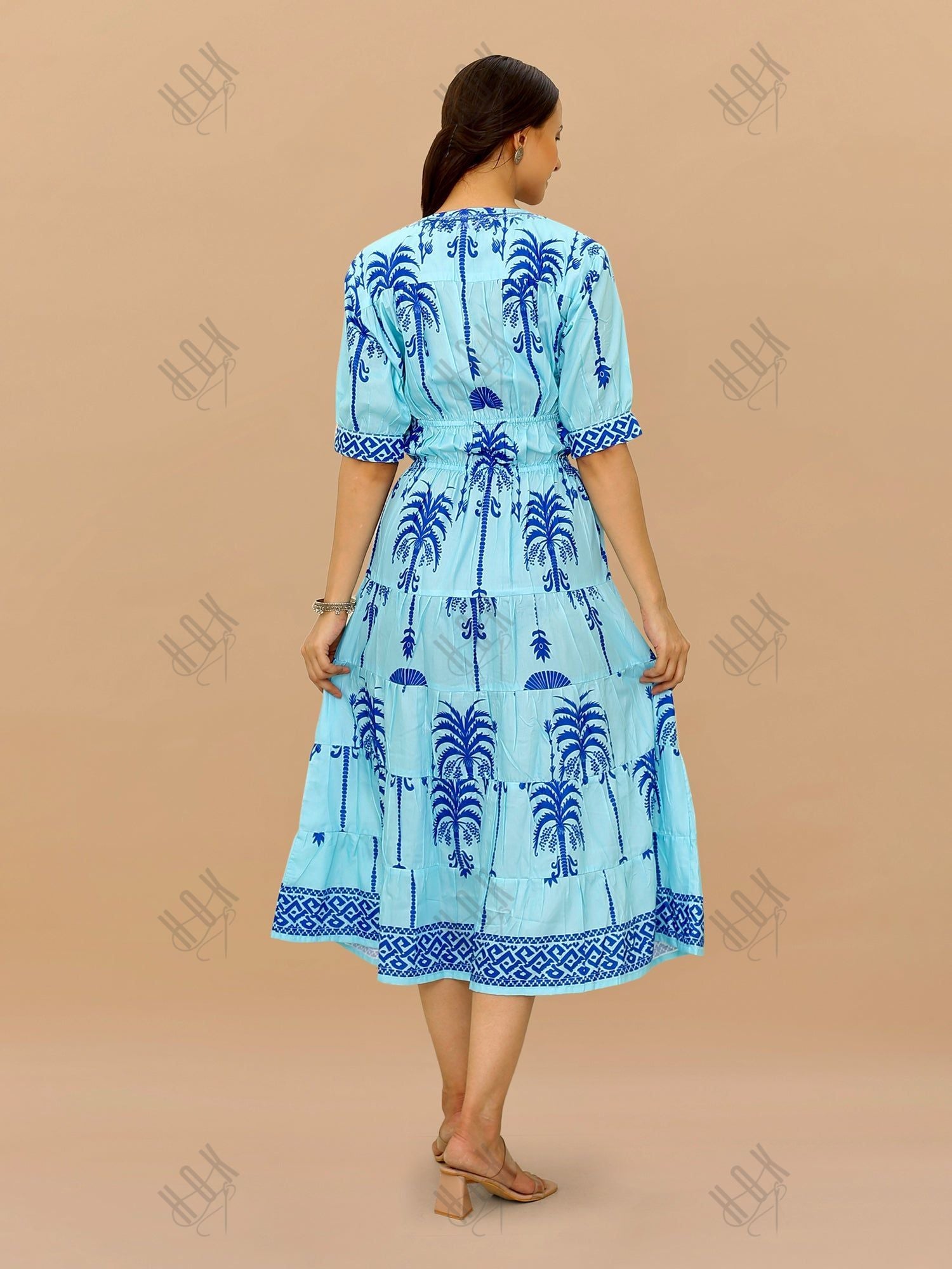 Saba Chikanakri Dress in Printed Muslin - Blue