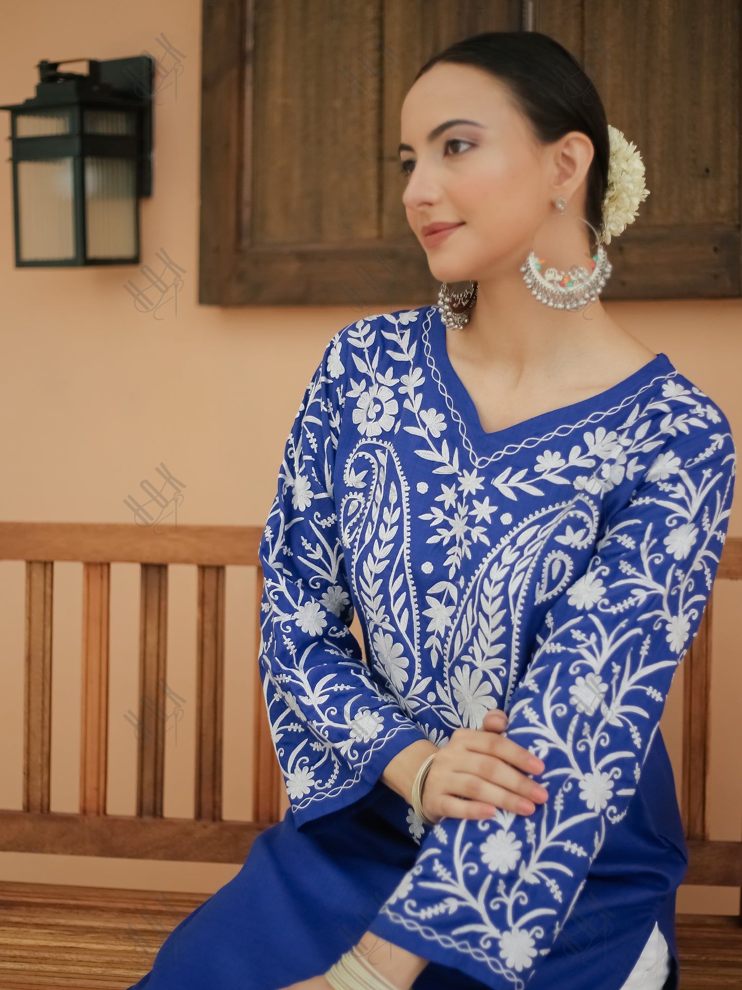 Falak Kashmiri Long Kurta - Blue