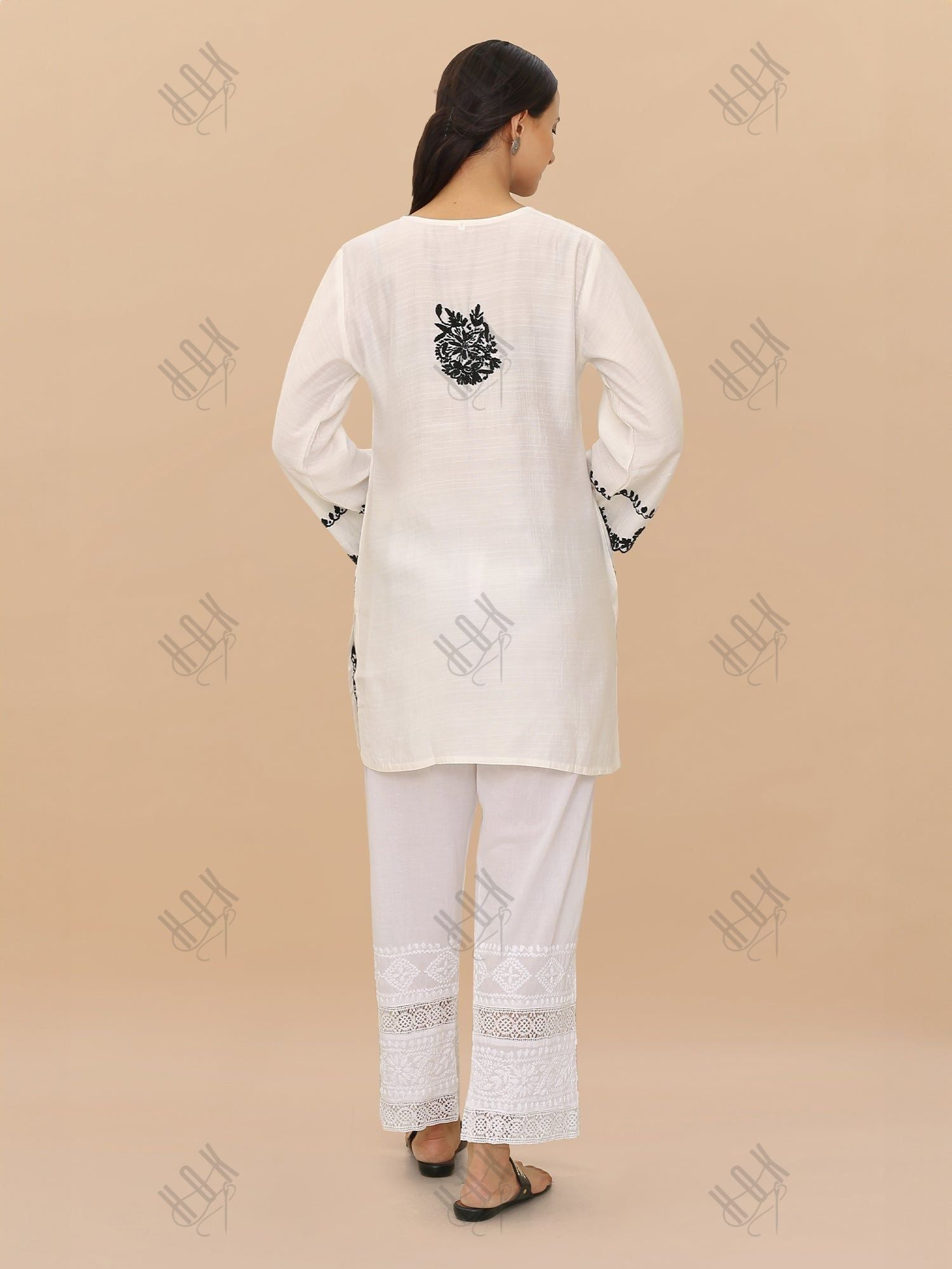 Saba Chikankari Short kurta in Modal Silk - White