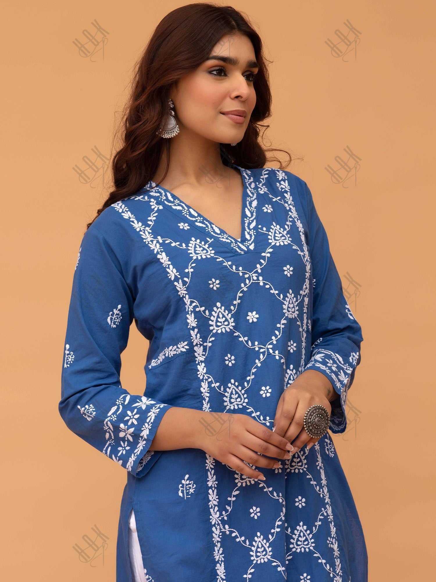 Saba Chikankari kurta in cotton - Blue