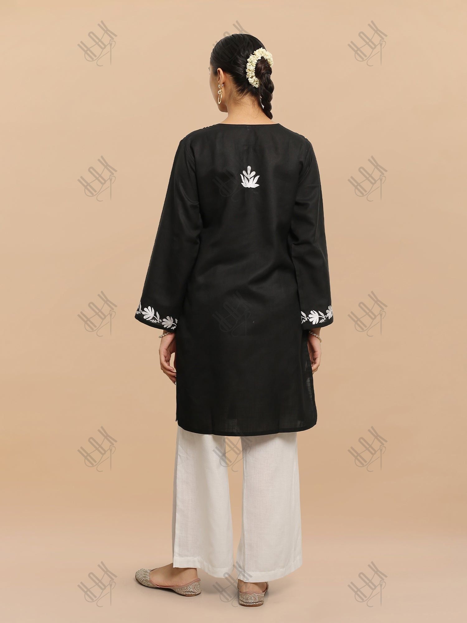 Falak Kashmiri Long Kurta - Black