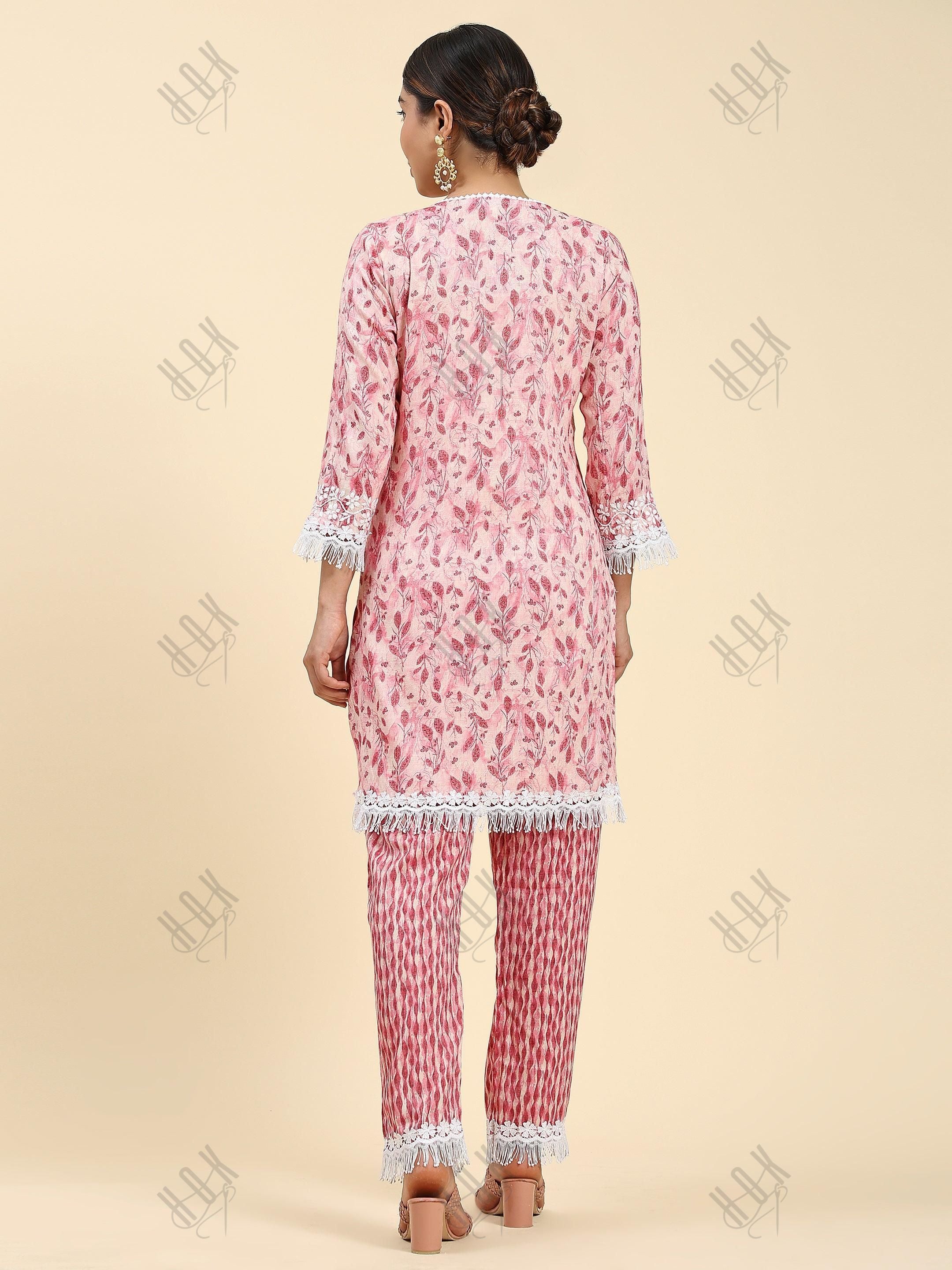 Simran in Samma Chikankari Co-ord set in Cotton for Women- Pink - House Of  Kari (Chikankari Clothing)