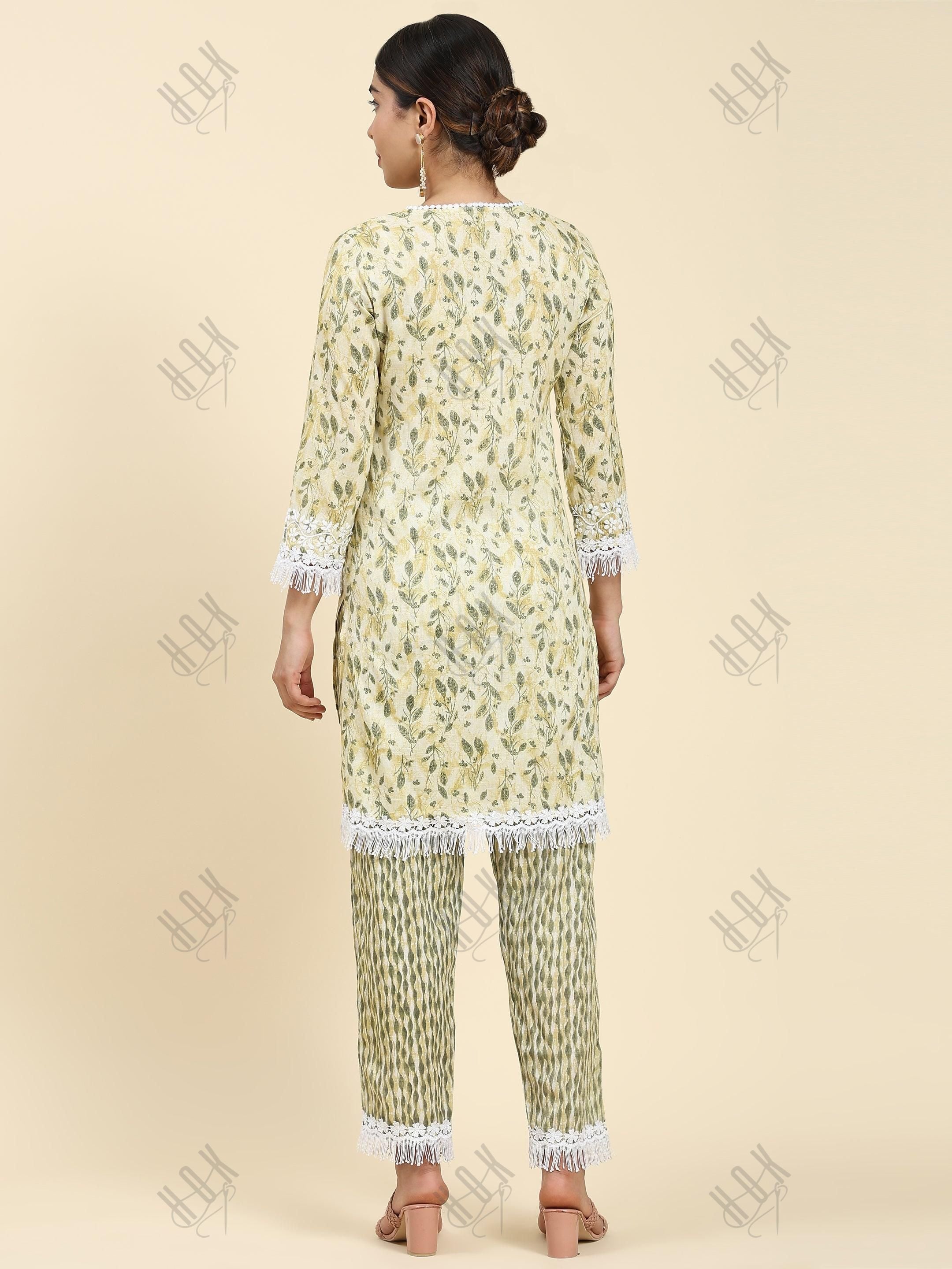 Samma Chikankari Co-ord set in Cotton for Women- Cream - House Of Kari (Chikankari Clothing)