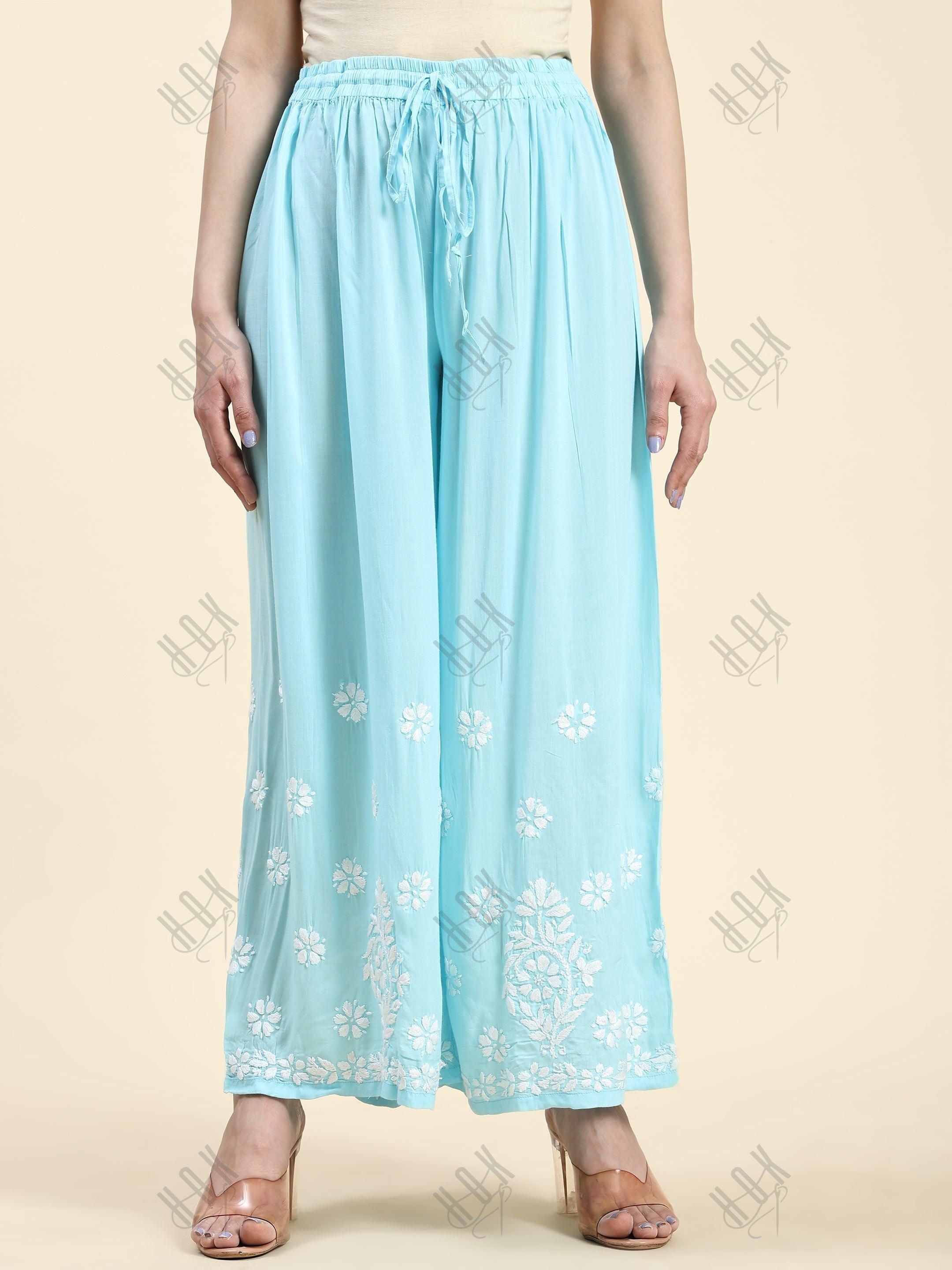 Muskaan in Chikankari CO-ORD Set In Modal Cotton for Women In Light Blue - House Of Kari (Chikankari Clothing)