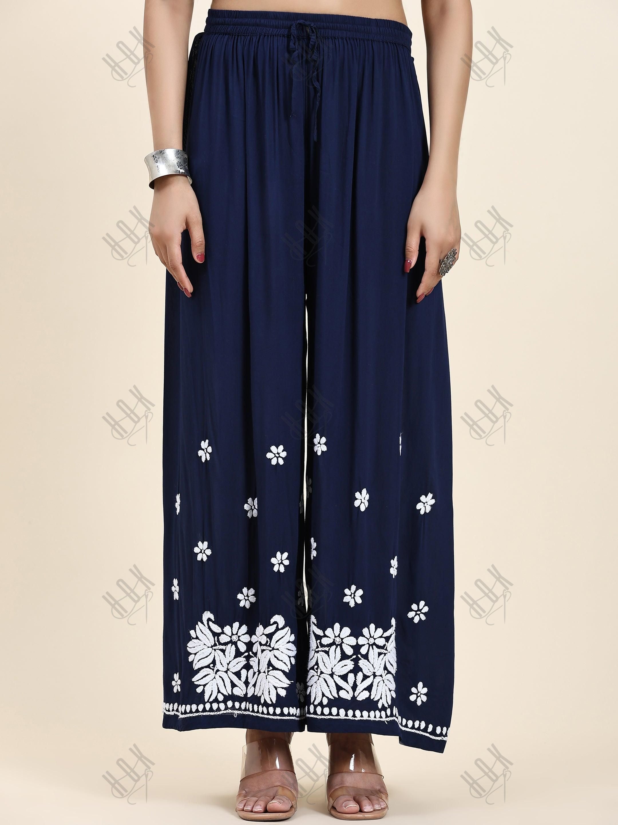 Samma Chikankari CO-ORD Set In Modal Cotton for Women In Blue - House Of Kari (Chikankari Clothing)