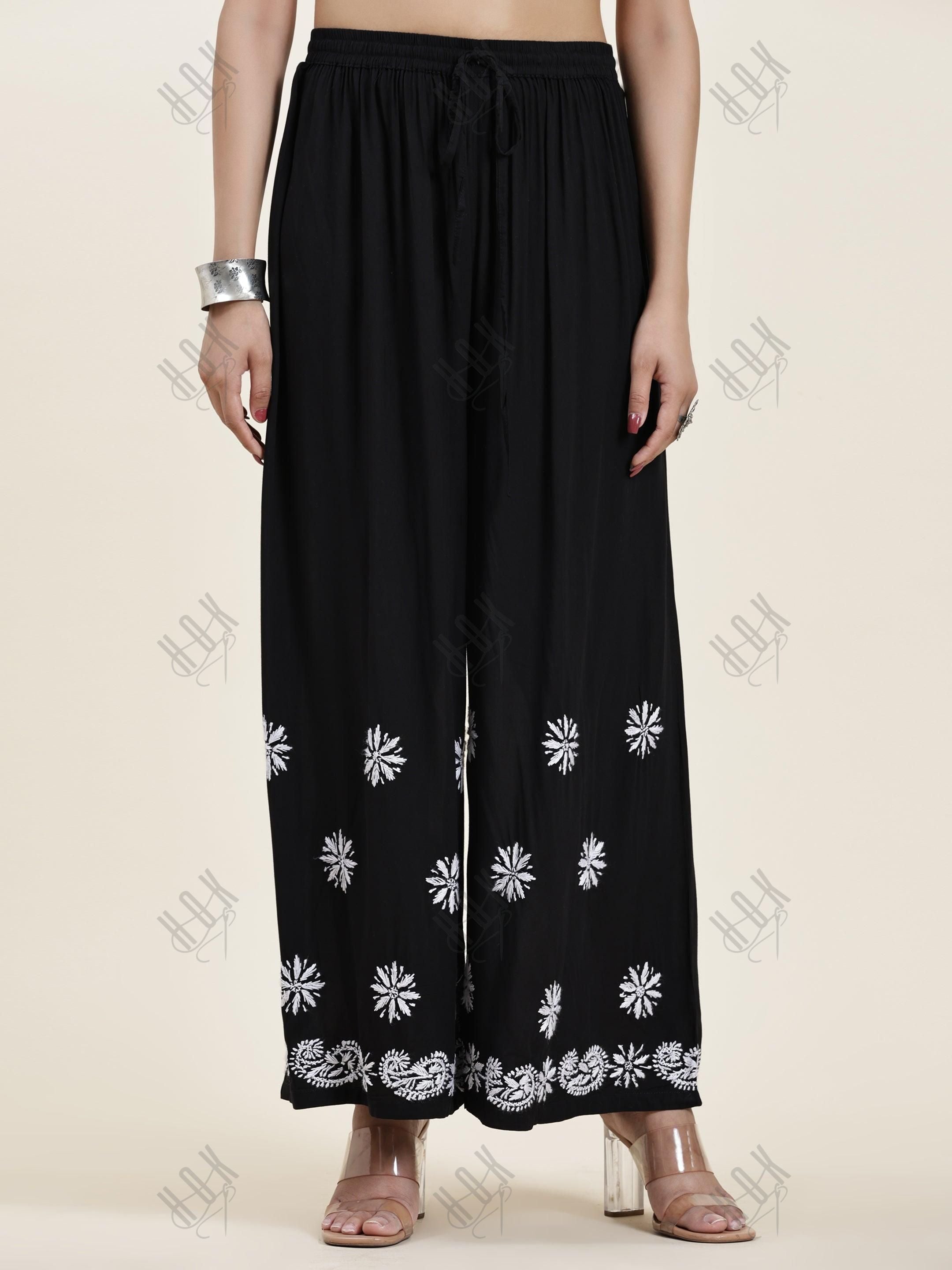 Samma Chikankari CO-ORD Set In Modal Cotton for Women In Black - House Of Kari (Chikankari Clothing)