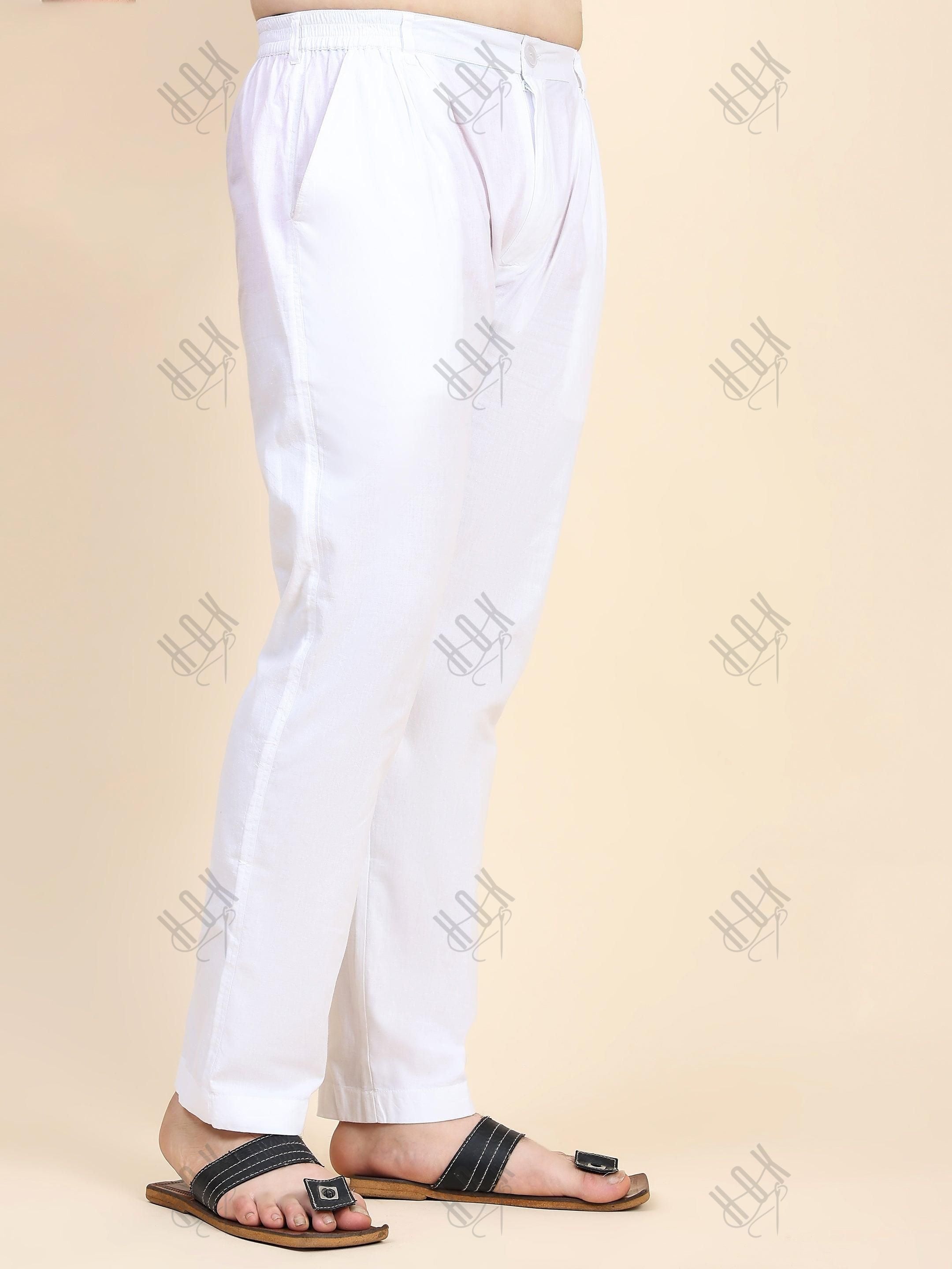 HOK White Pants For Men - House Of Kari (Chikankari Clothing)