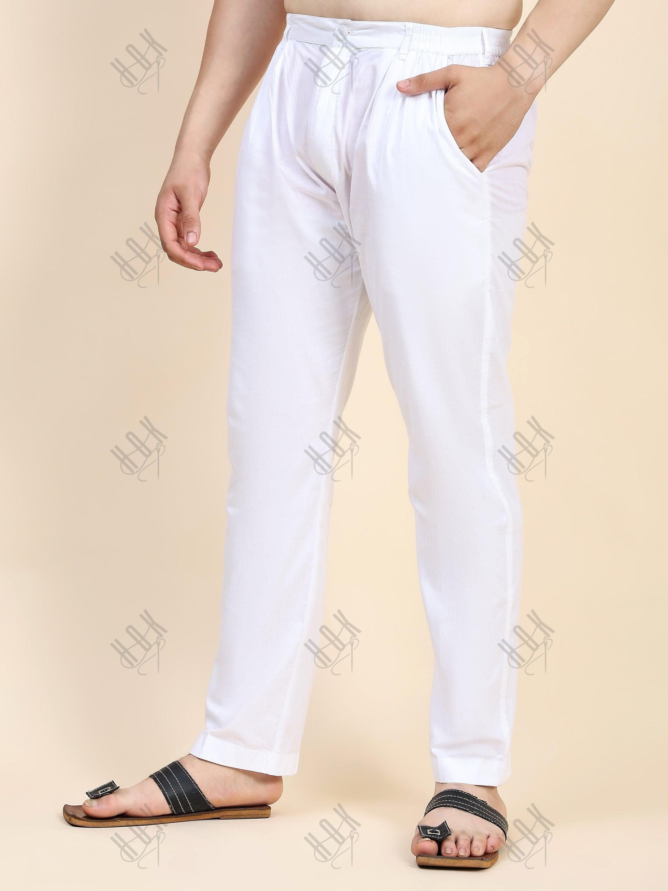 HOK White Pants For Men - House Of Kari (Chikankari Clothing)