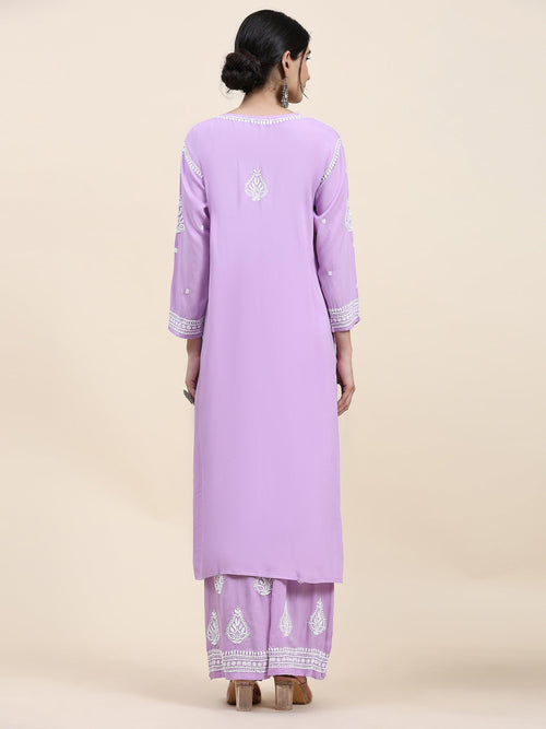 Fizaa Chikankari Kurta Set In Modal Cotton for Women In Purple - House Of Kari (Chikankari Clothing)