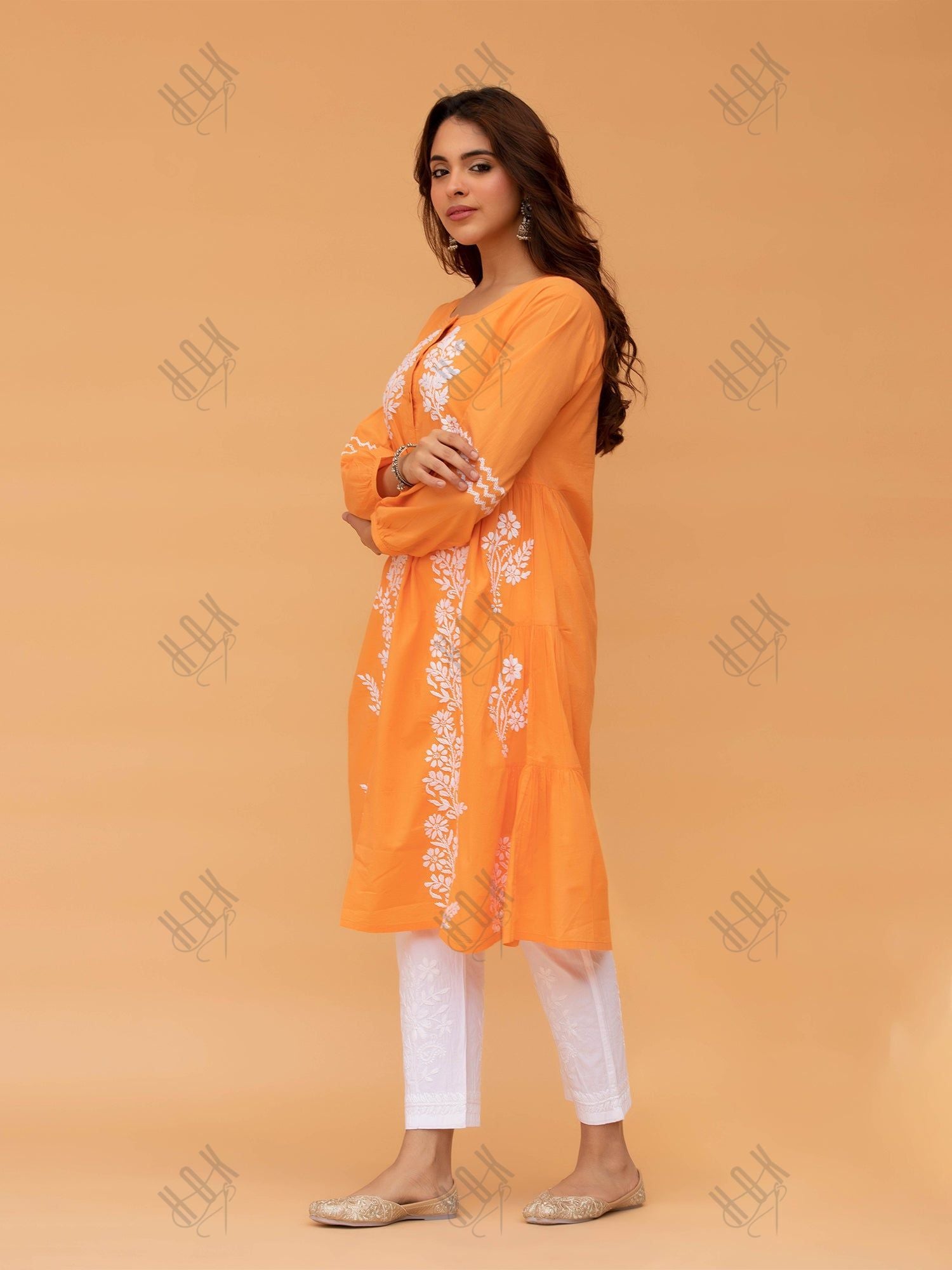 Saba Chikankari kurta in cotton - Orange