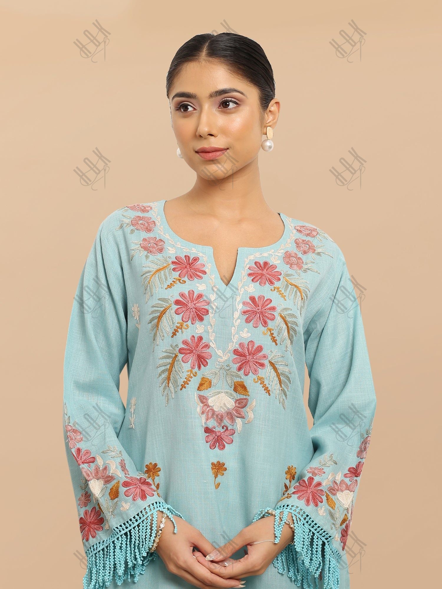 Falak Kashmiri Long Kurta - Blue