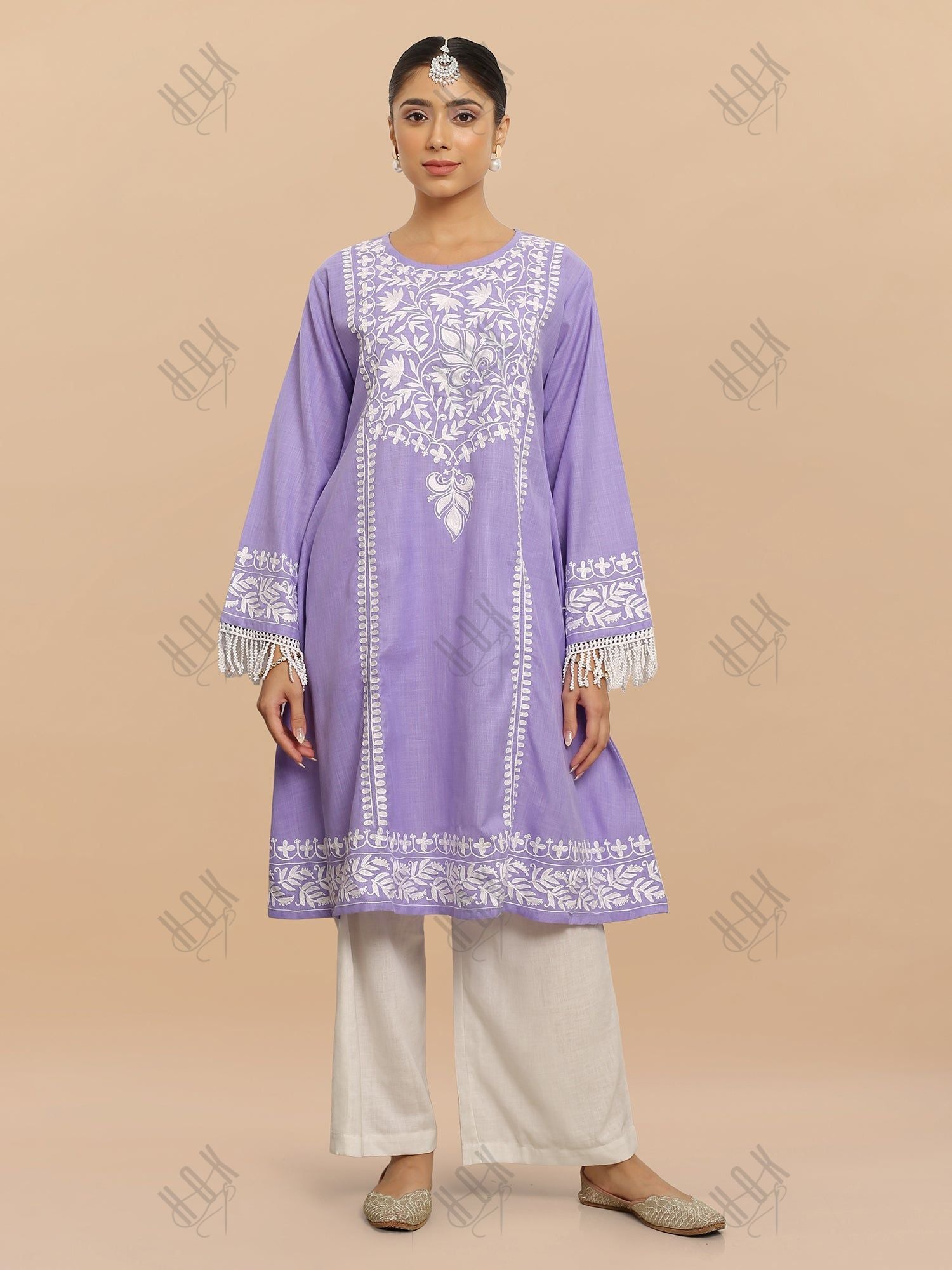 Falak Kashmiri Long Kurta  - Lavender