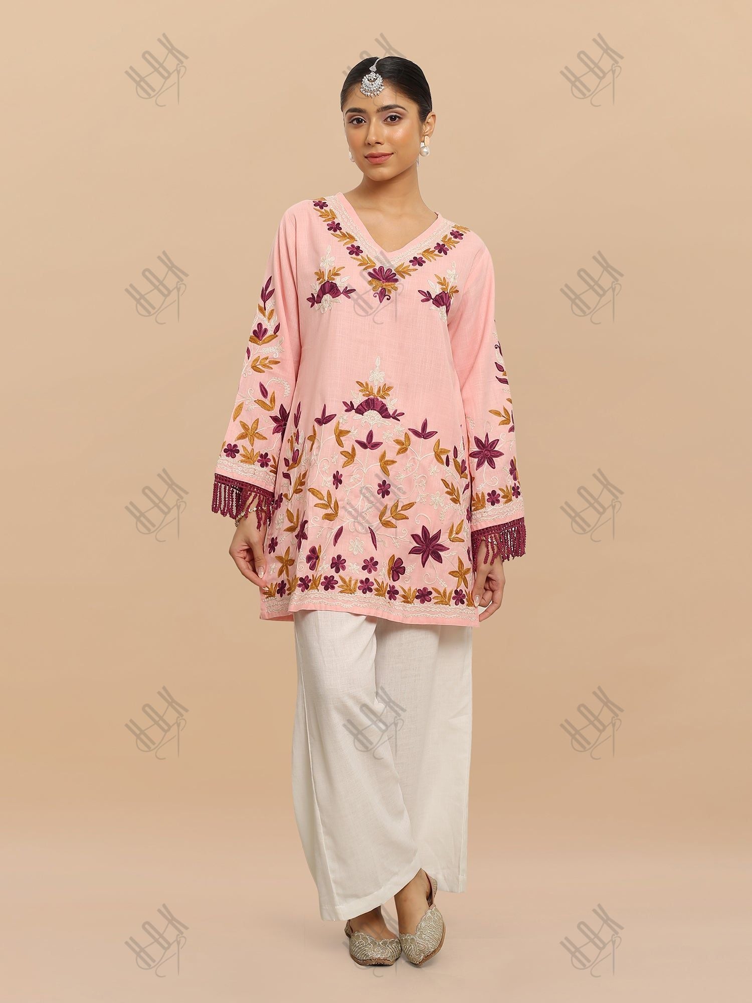 Falak Kashmiri Short Kurta - Pink