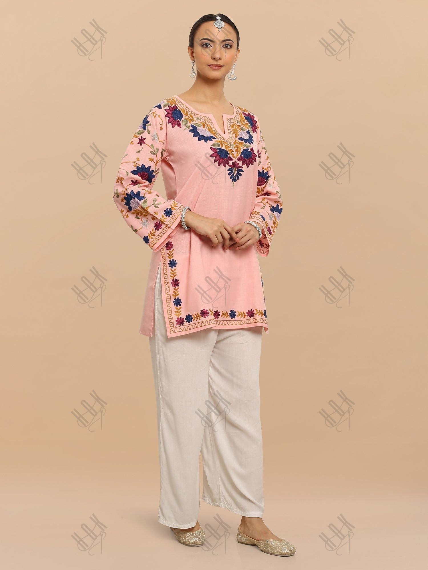 Falak Kashmiri Short Kurta - Pink