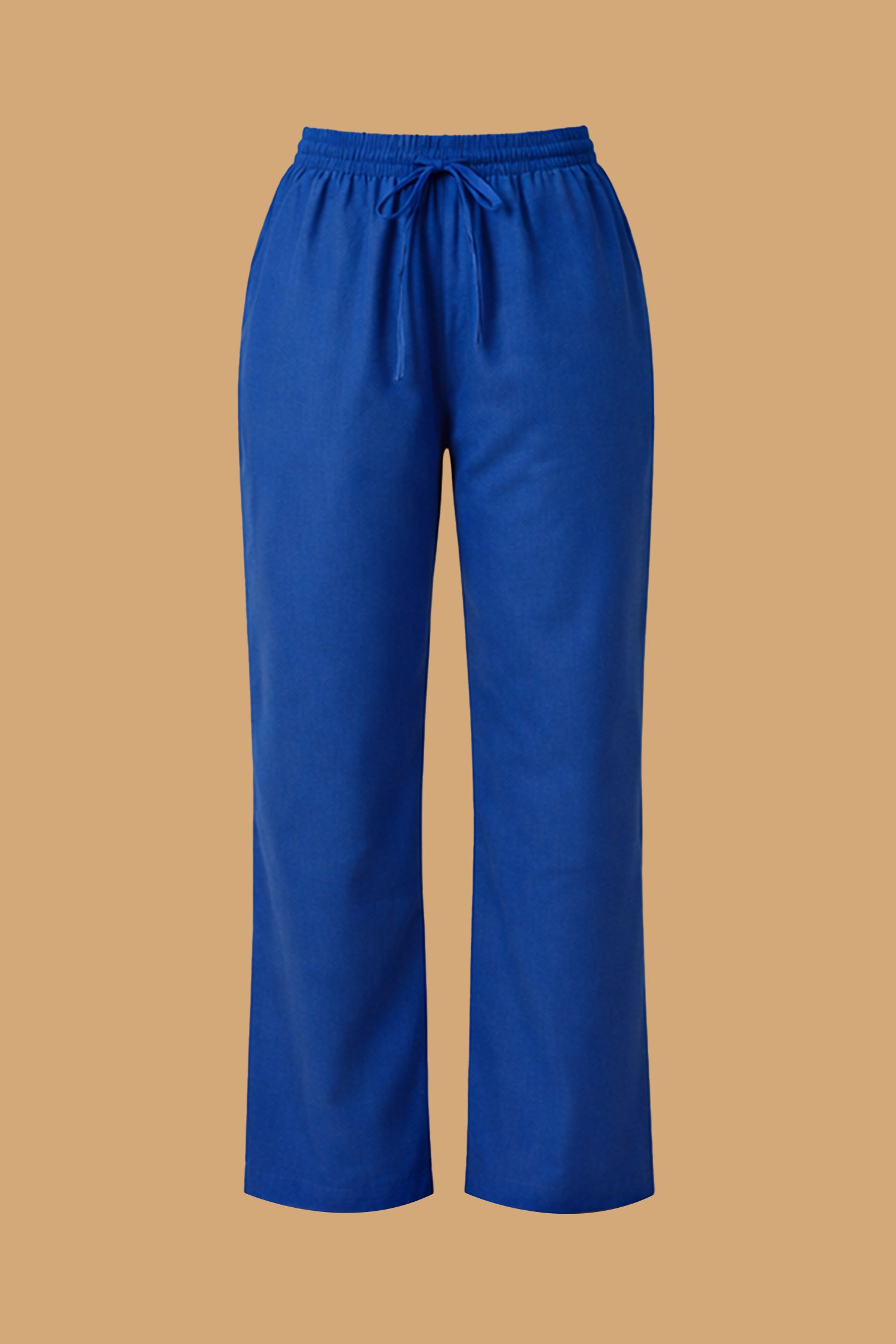 Straight Pants in Cotton - Blue