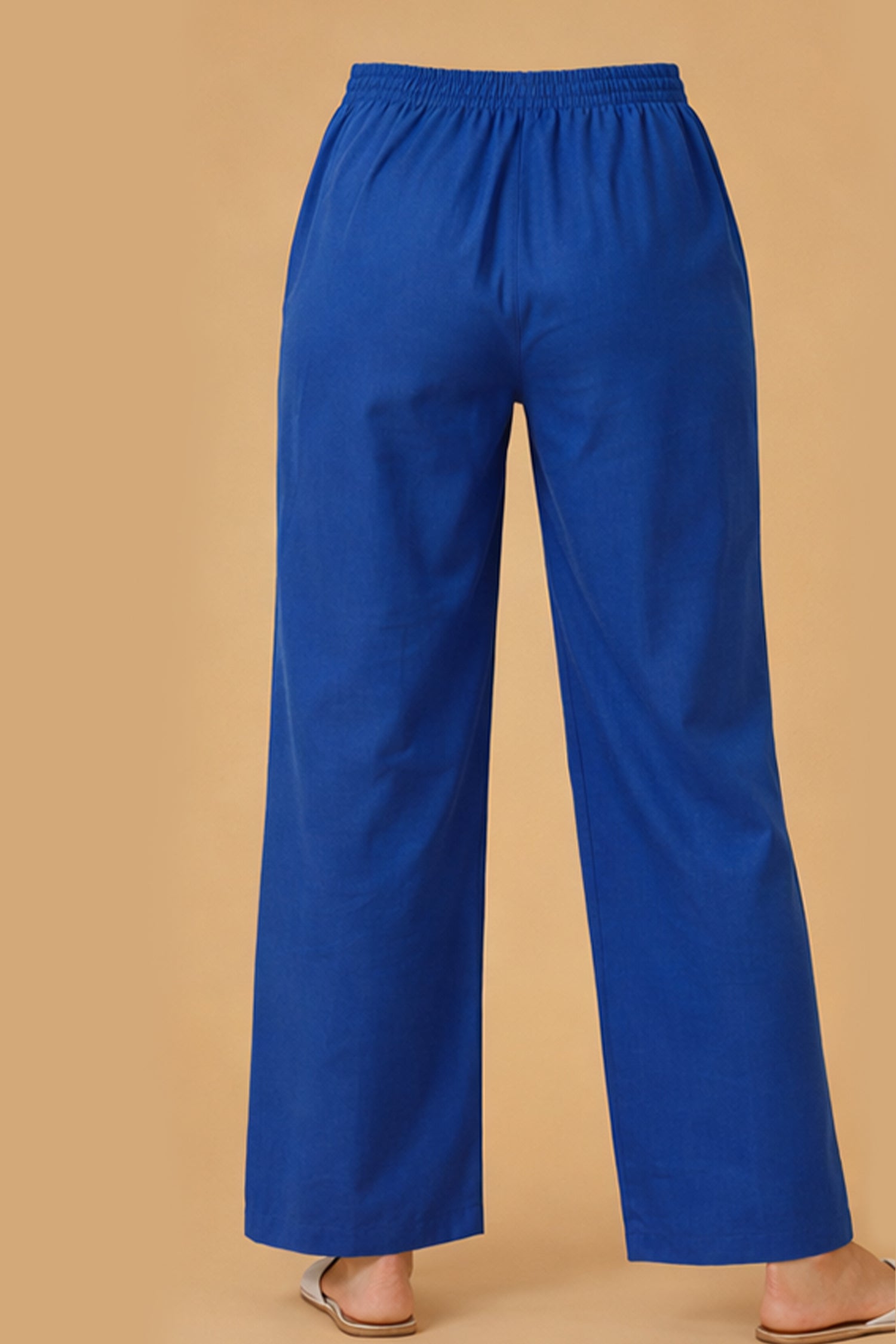 Straight Pants in Cotton - Blue