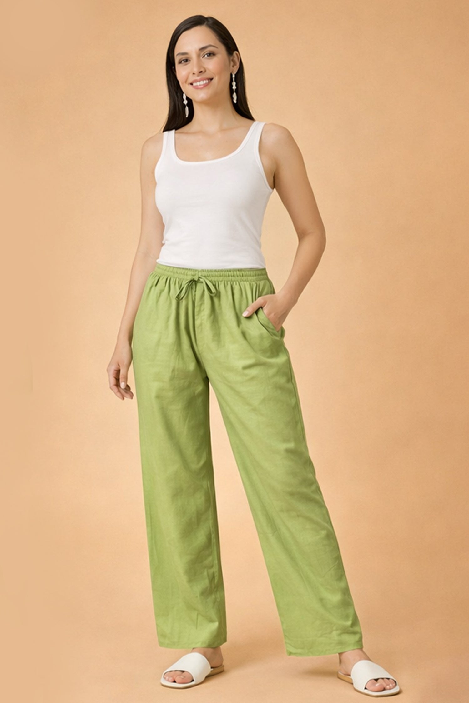 House Of Kari(Chikankari Clothing) - Pista Green Straight - Fit