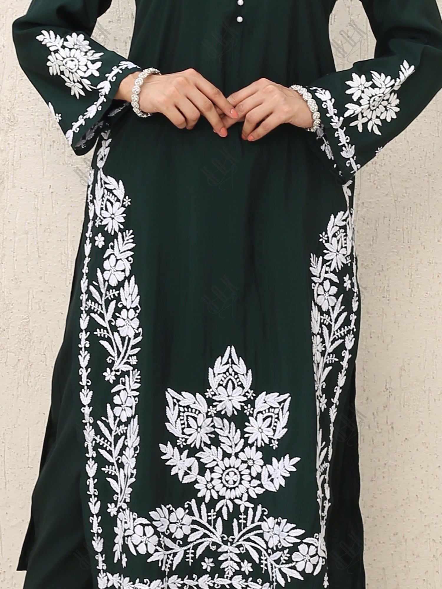 Saba Chikankari Kurta Set in Modal Silk -Green