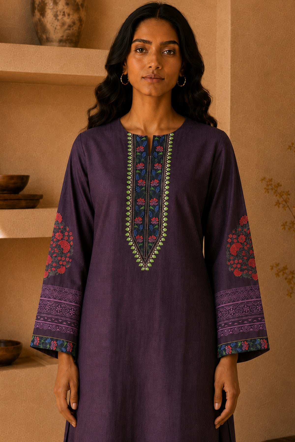 Cocoa Purple Printed  Lawn Cotton Co-ord Set