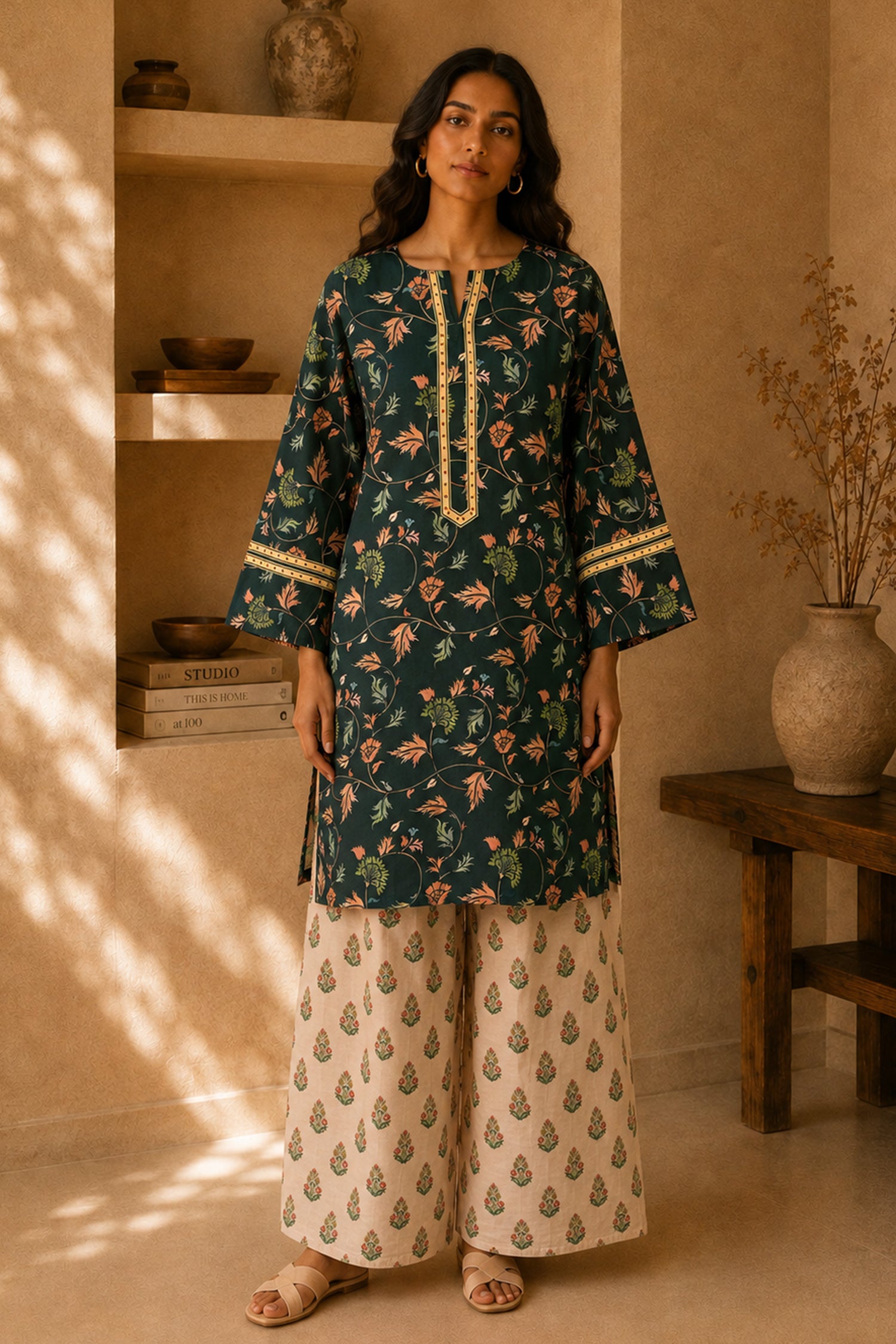 Green Printed  Lawn Cotton Co-ord Set