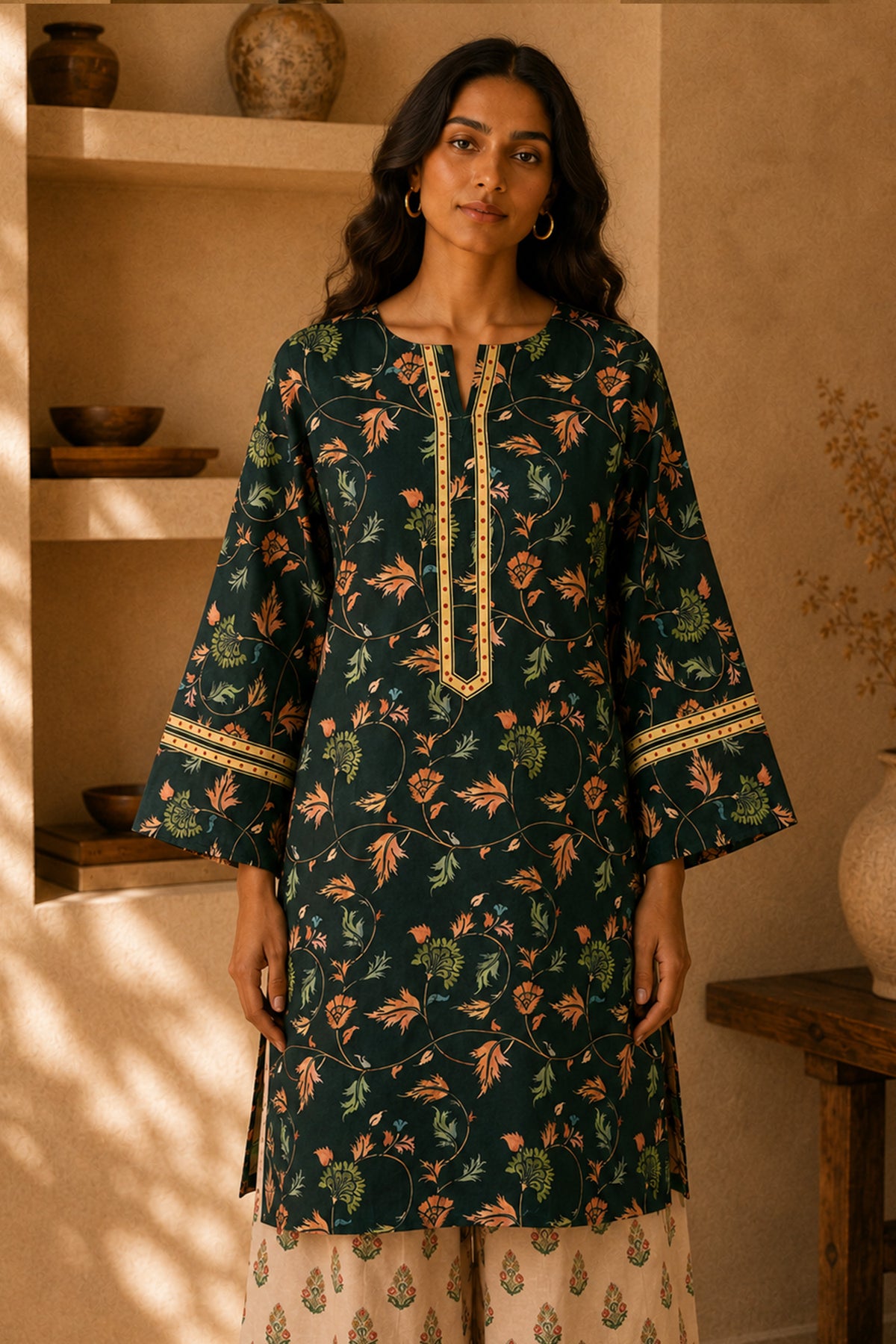 Green Printed  Lawn Cotton Co-ord Set