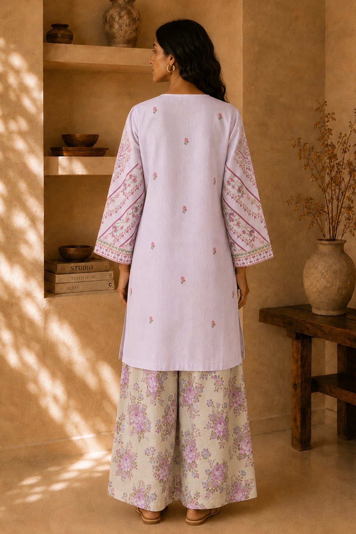 Lawn Cotton Printed Co-ord Set - Lavender