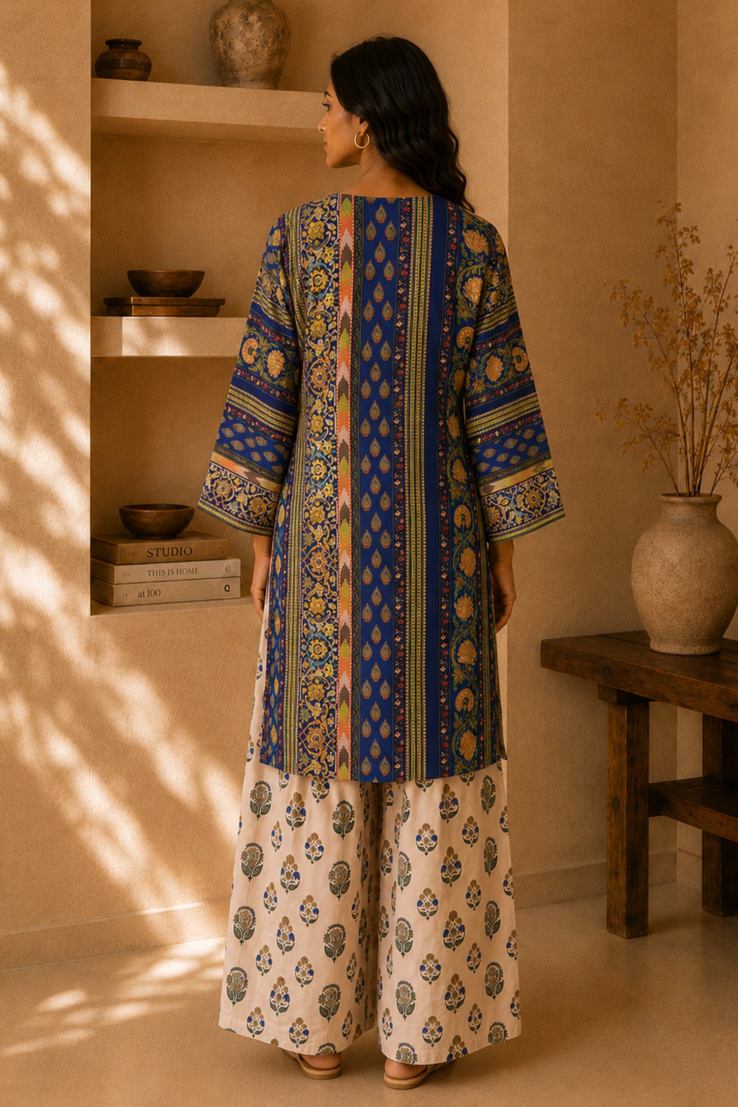 Blue Floral Printed  Lawn Cotton Co-ord Set